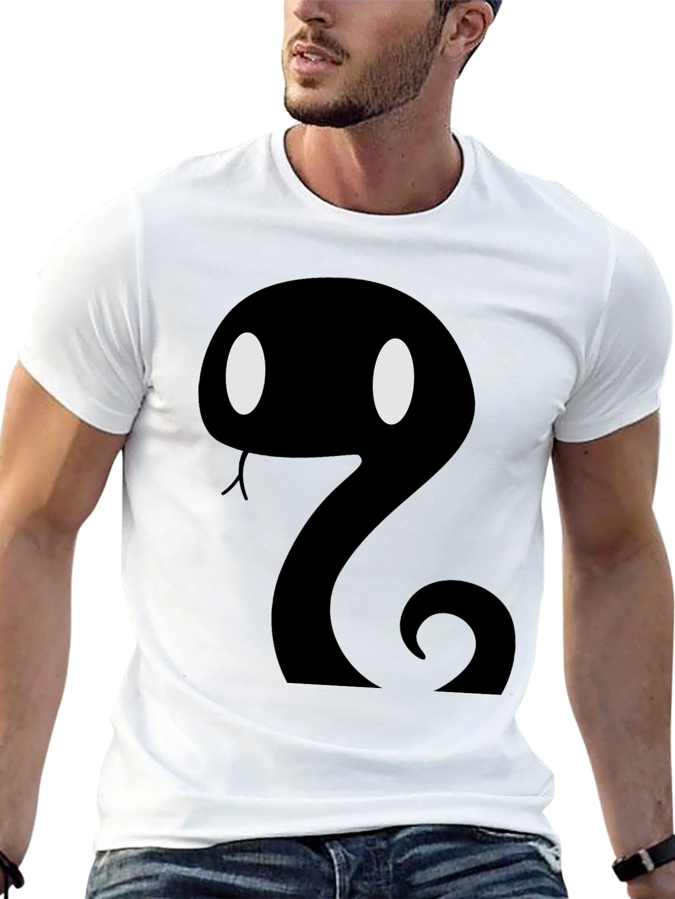 Cartoon Snake Graphic Tee - Mens Black T-Shirt