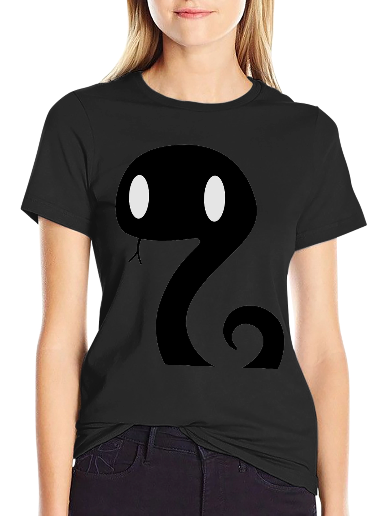 Cartoon Snake Graphic Tee - Mens Black T-Shirt
