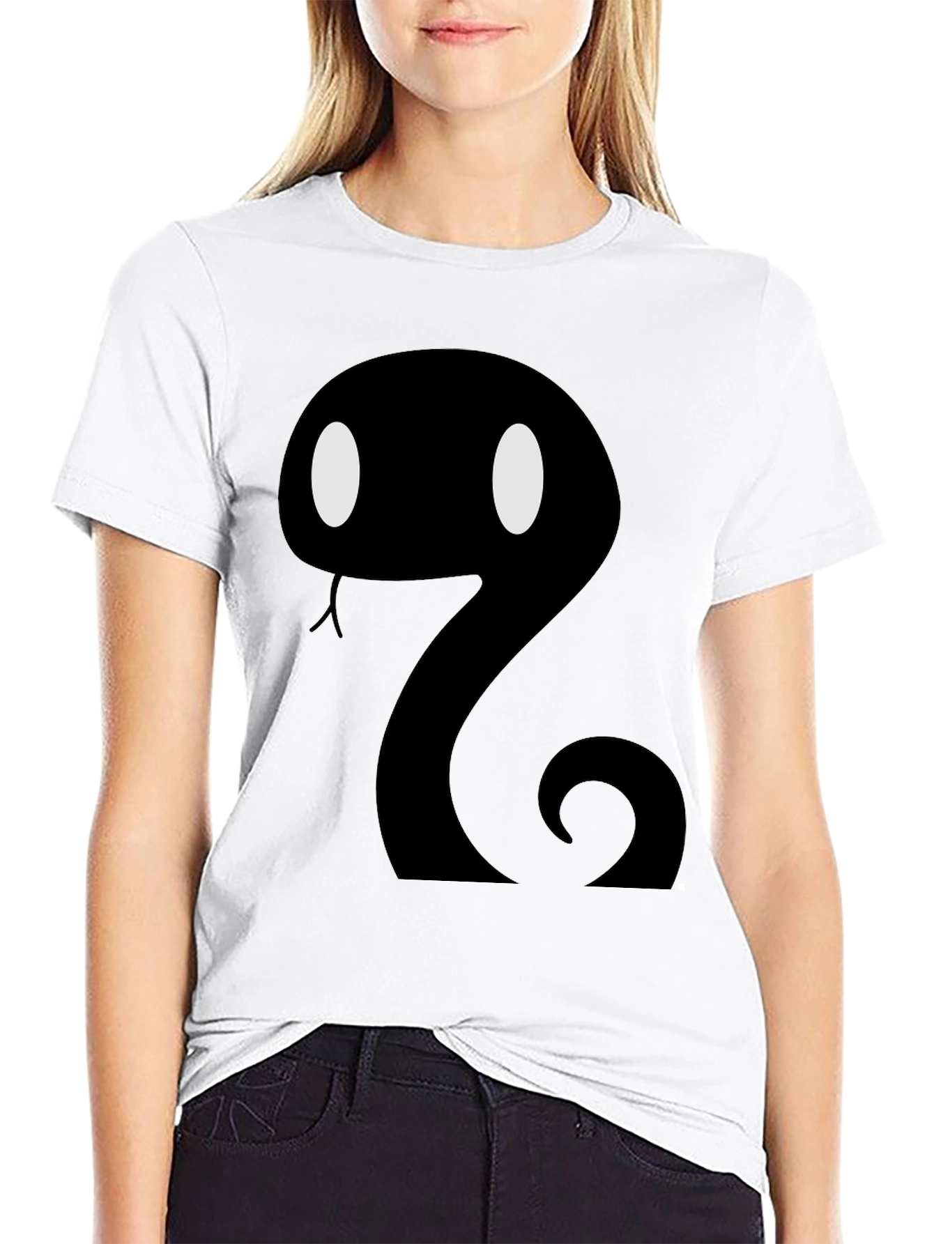 Cartoon Snake Graphic Tee - Mens Black T-Shirt
