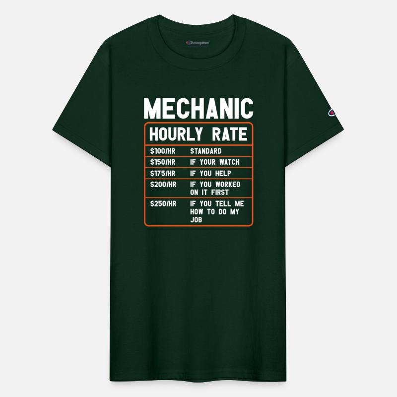 Mechanic Hourly Rate Funny Car mechanic Saying