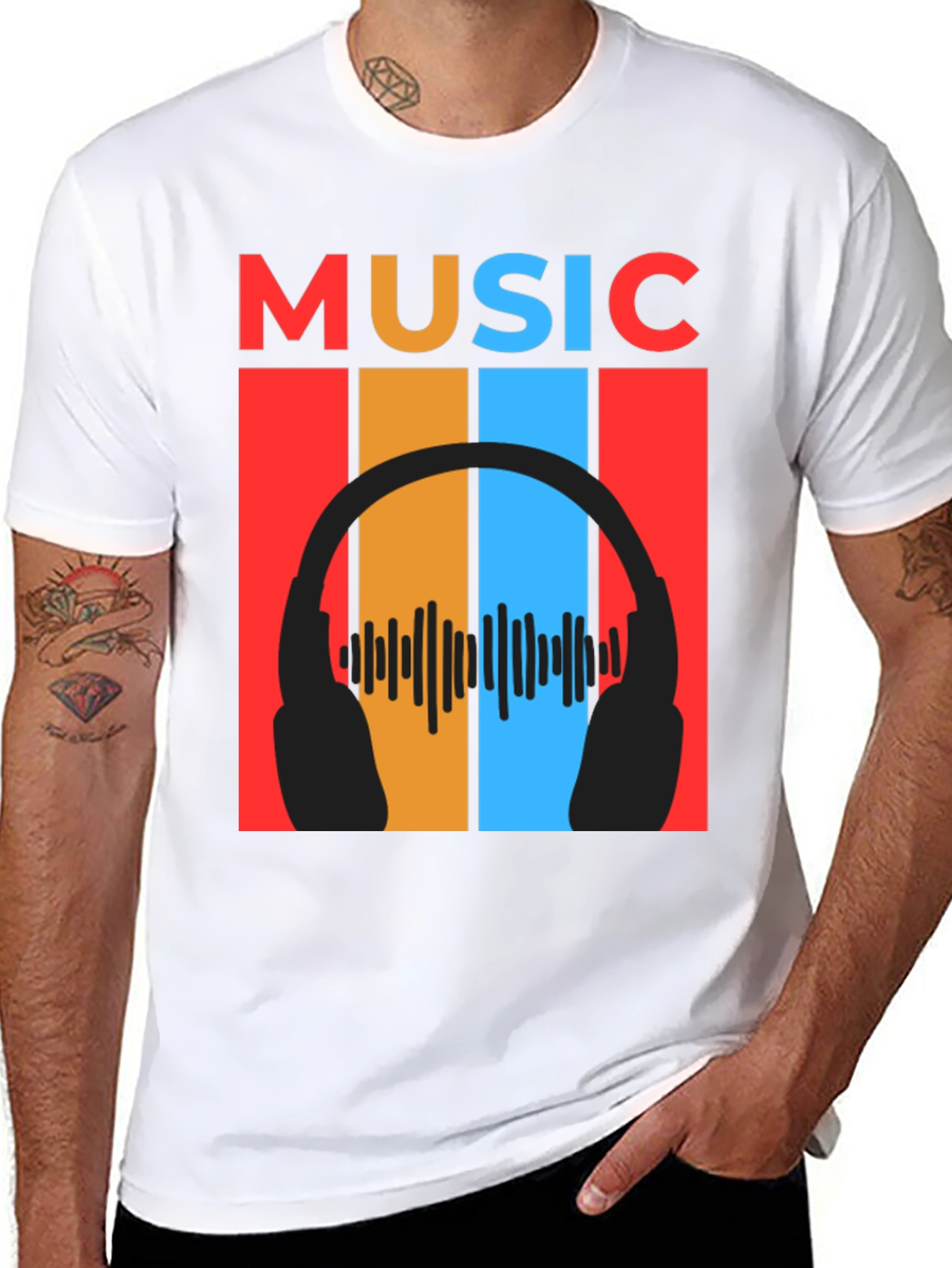 Retro Music Headphones Graphic Tee