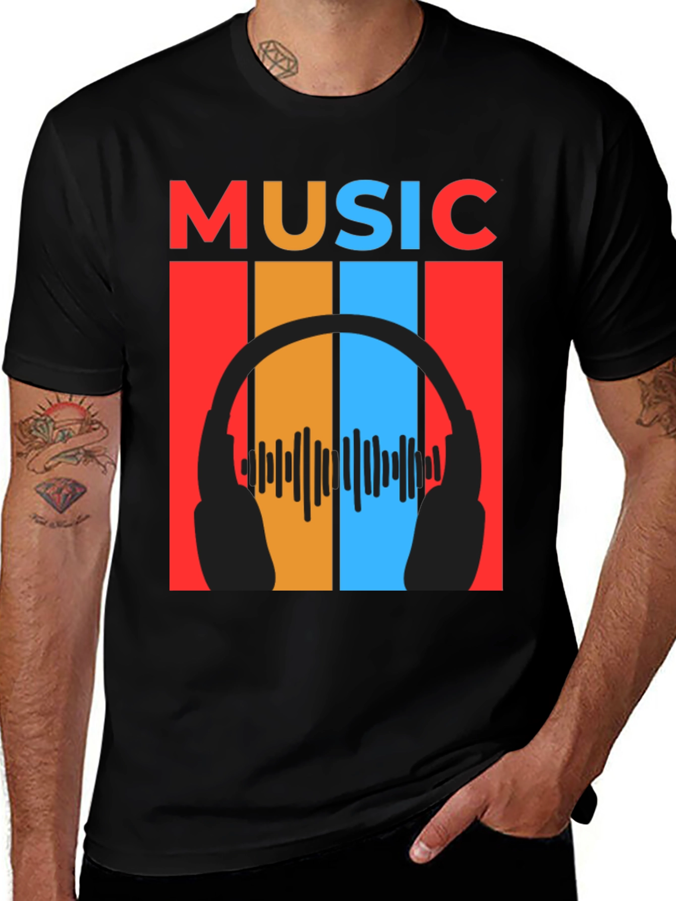 Retro Music Headphones Graphic Tee