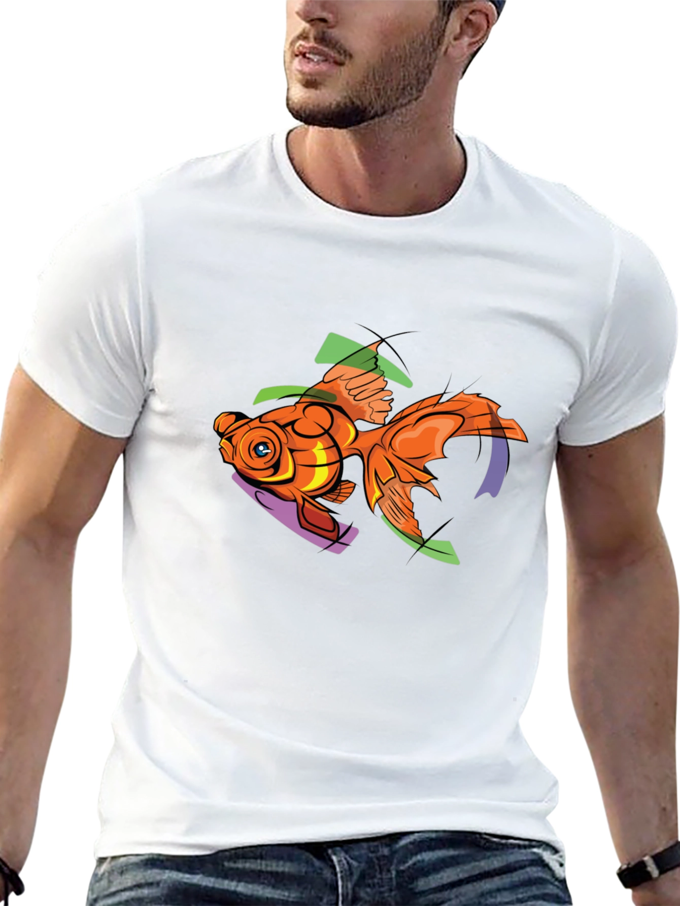 Goldfish Graphic Print Black T-Shirt
