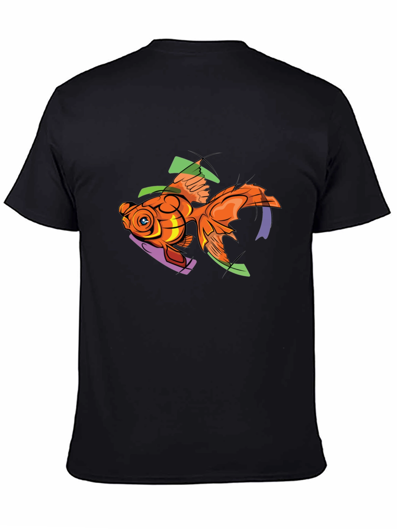 Goldfish Graphic Print Black T-Shirt