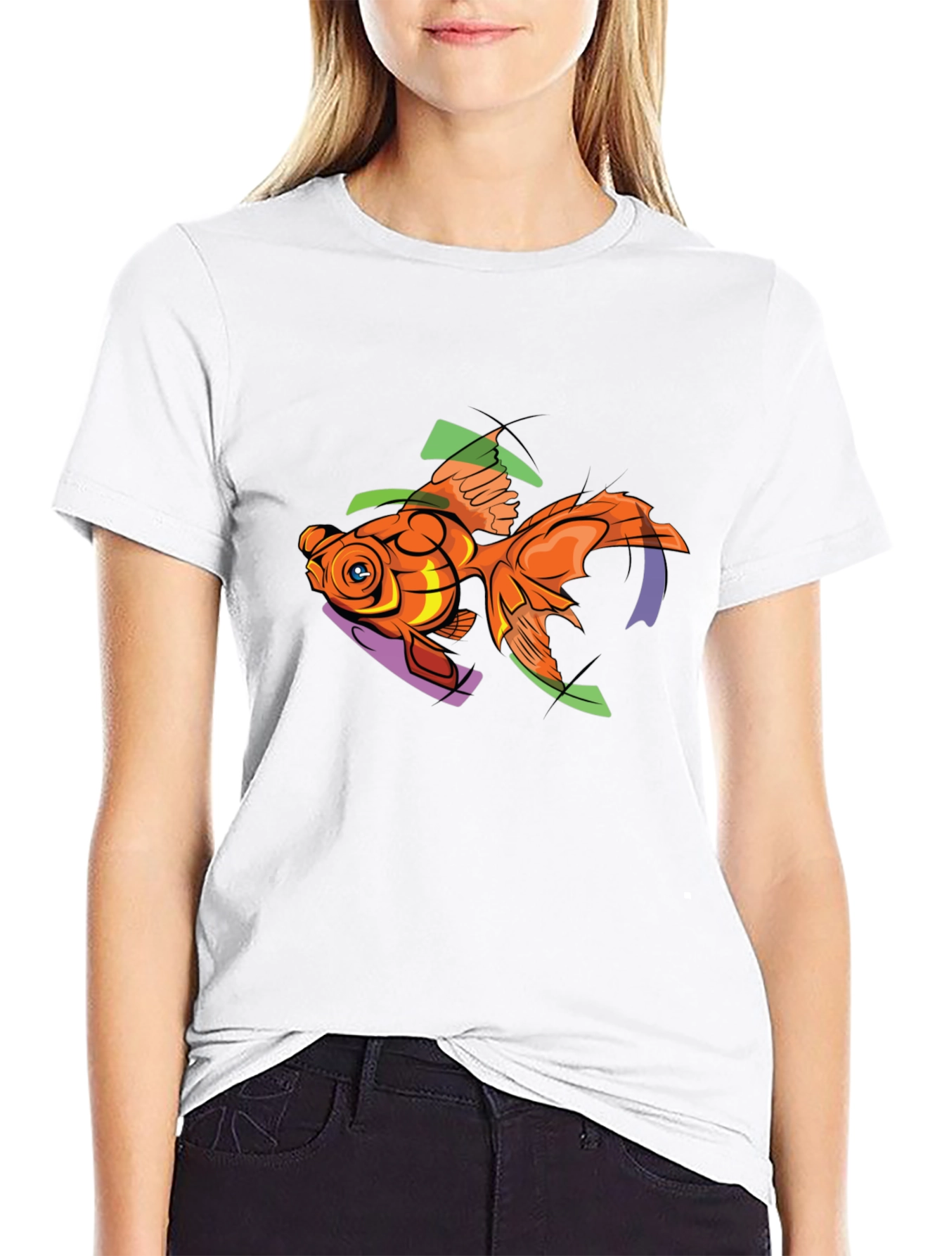 Goldfish Graphic Print Black T-Shirt