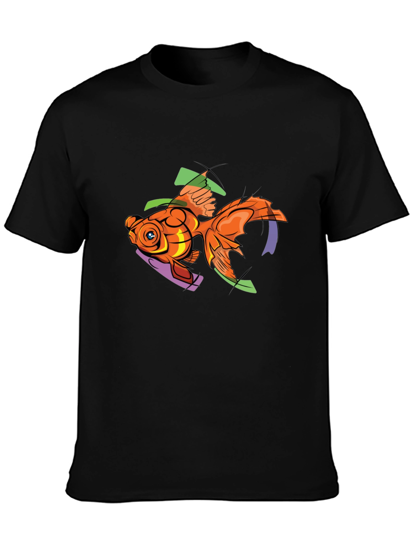 Goldfish Graphic Print Black T-Shirt