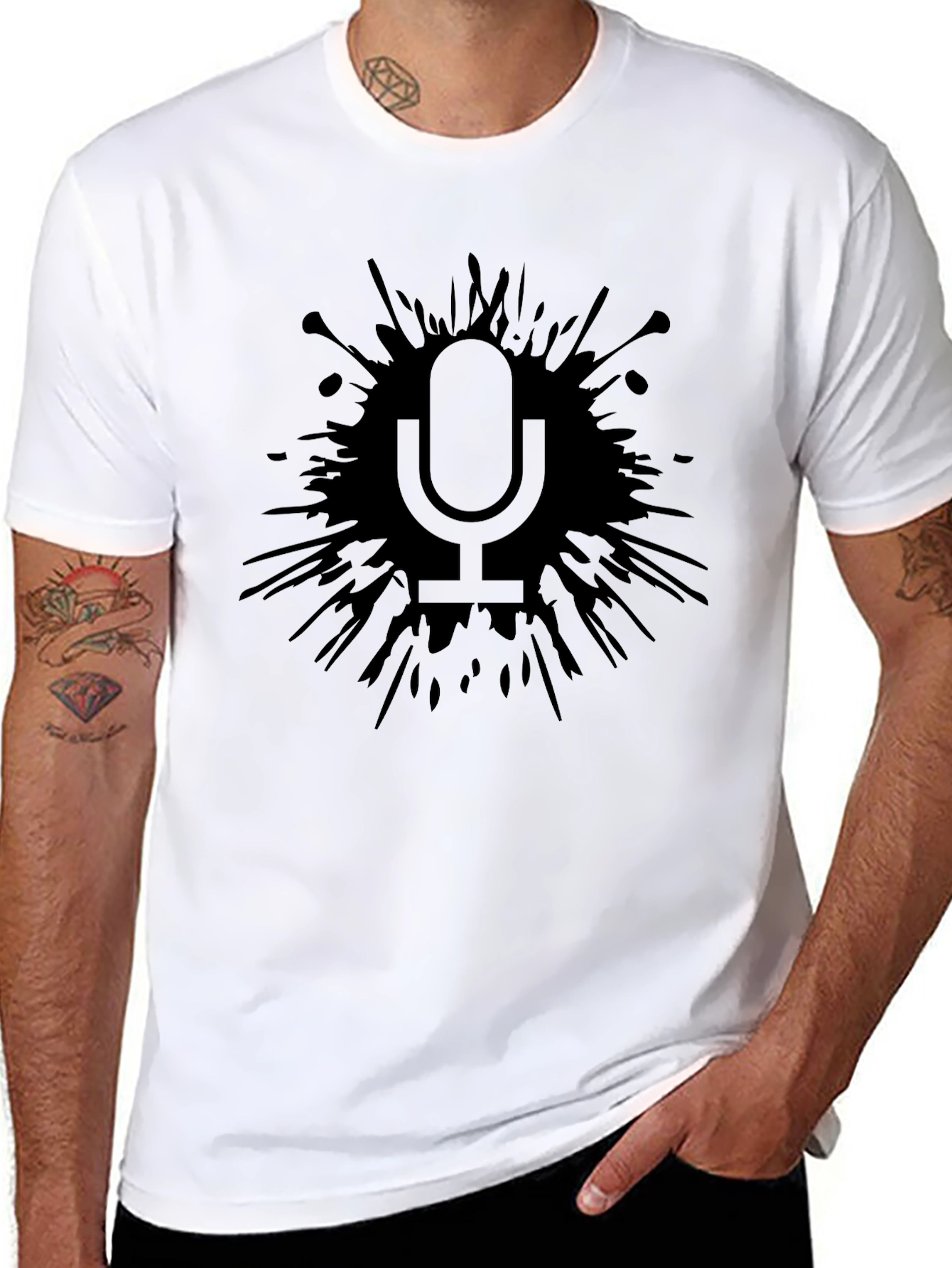 Abstract Microphone Graphic Tee - Black