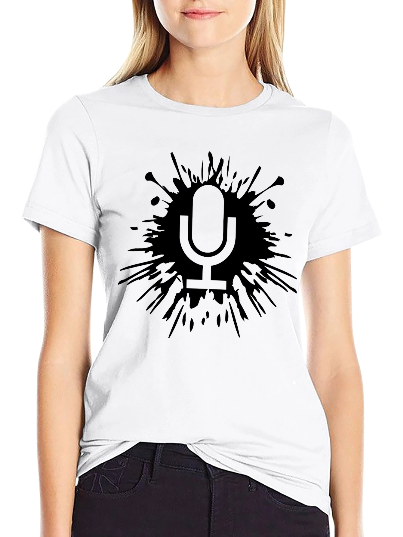 Abstract Microphone Graphic Tee - Black