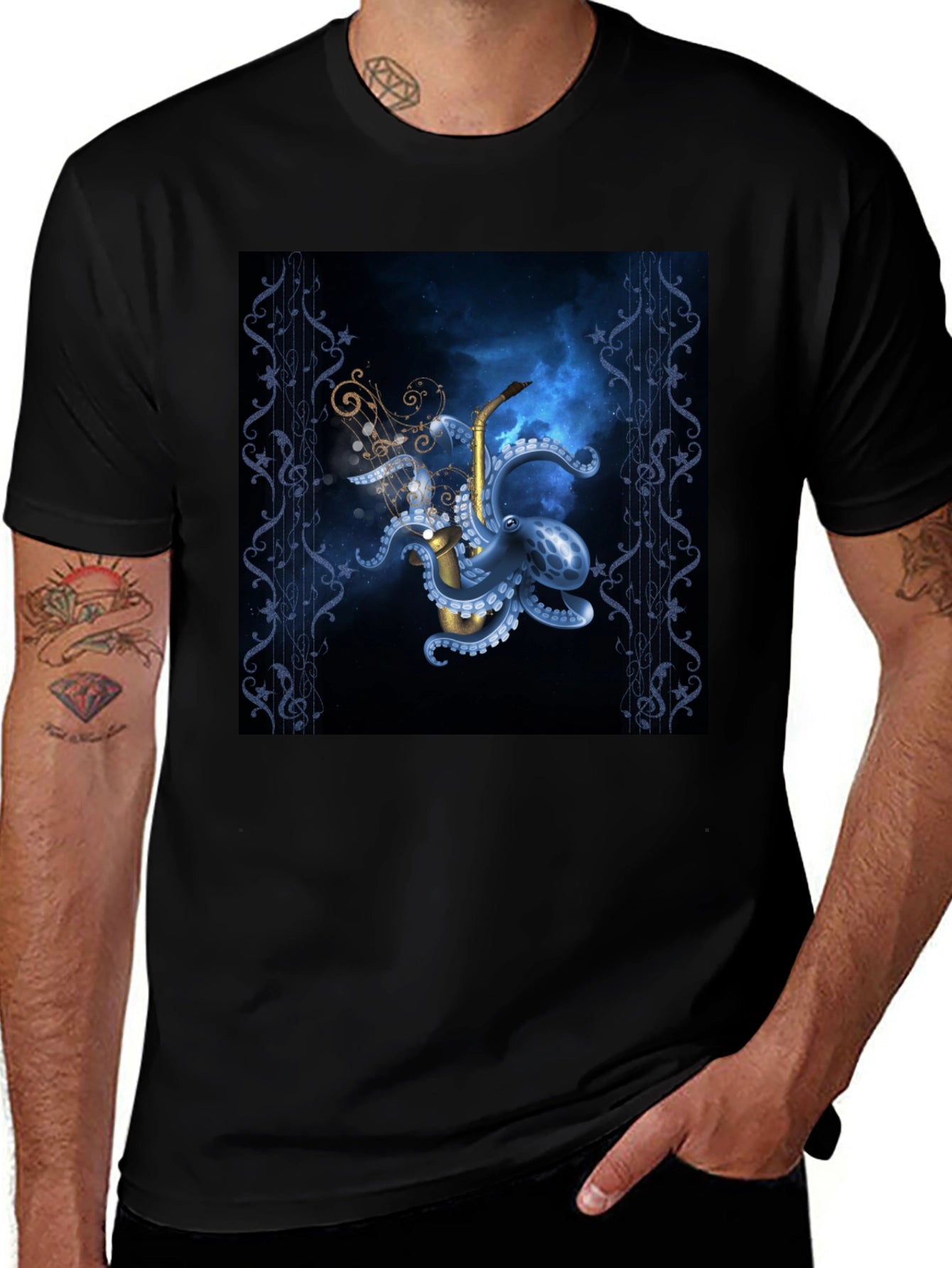Octopus Saxophone Graphic T-Shirt
