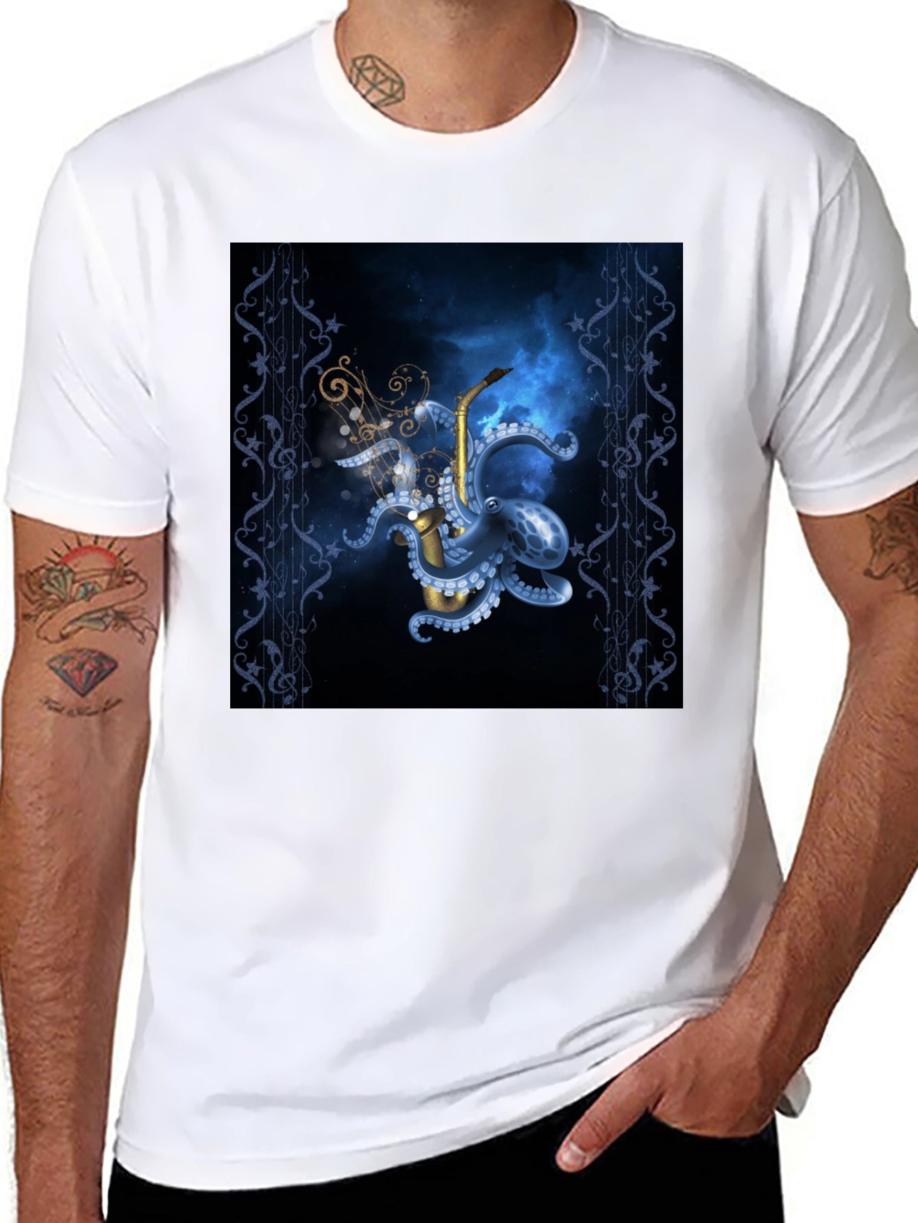 Octopus Saxophone Graphic T-Shirt
