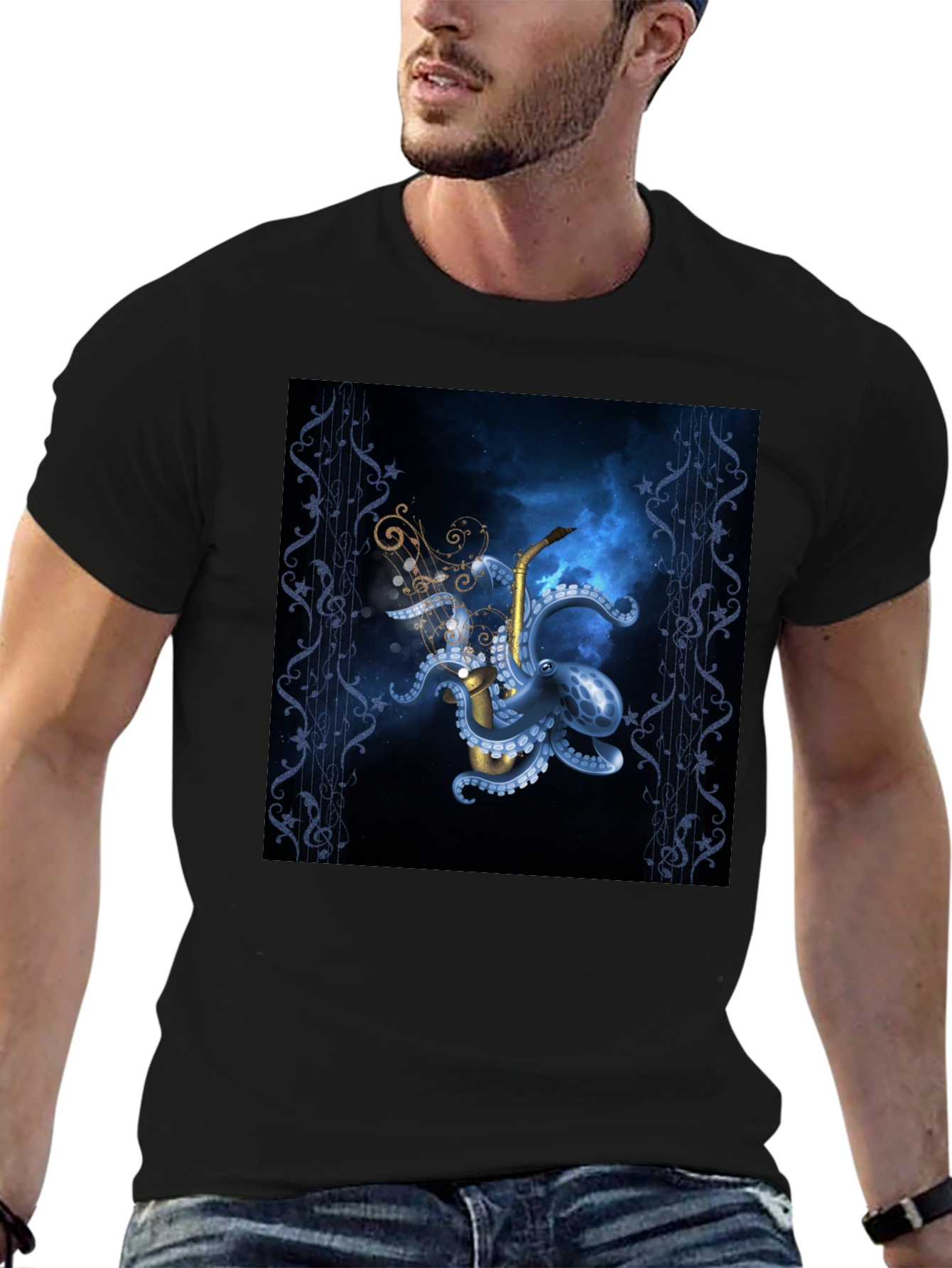 Octopus Saxophone Graphic T-Shirt