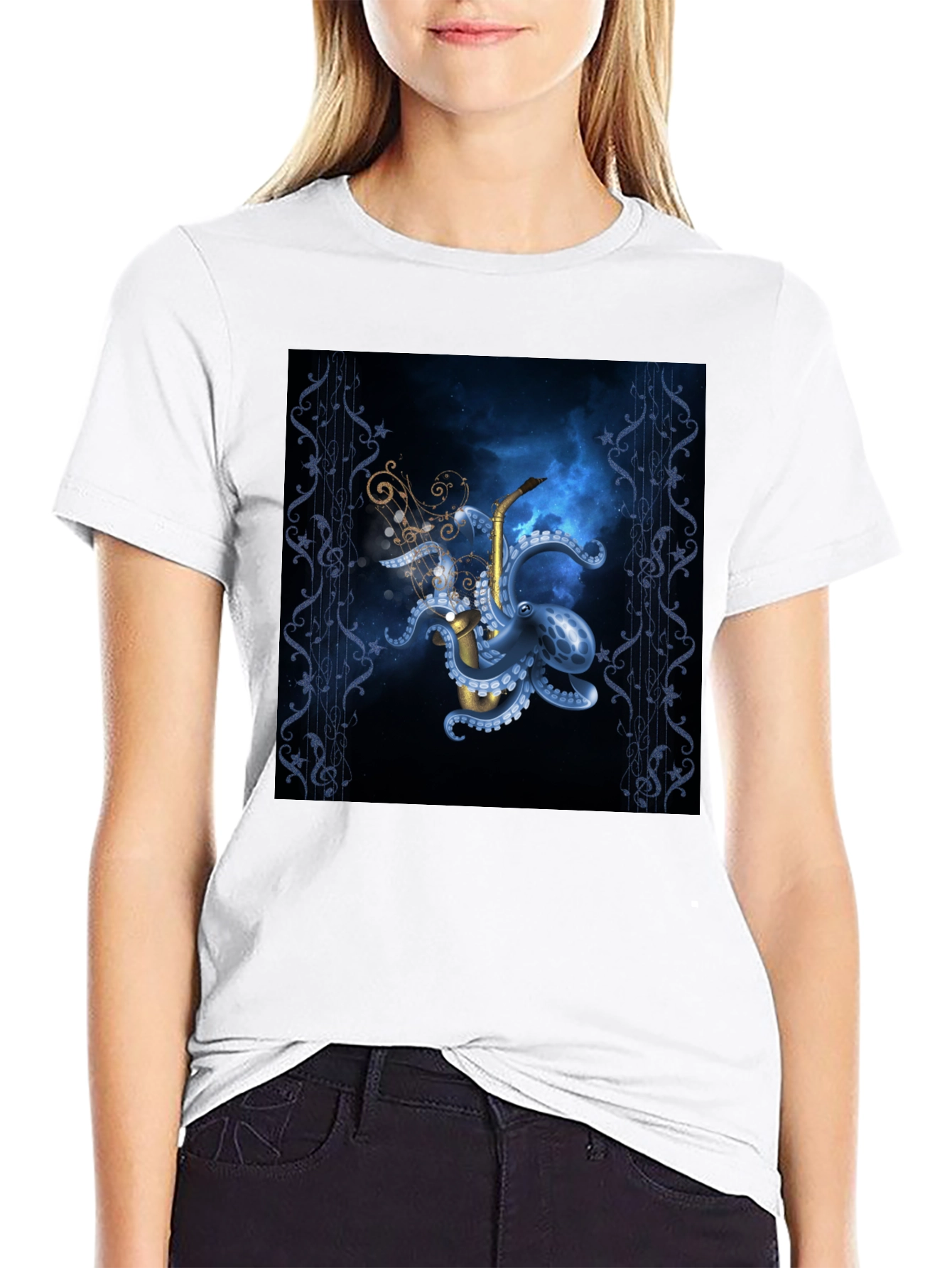Octopus Saxophone Graphic T-Shirt