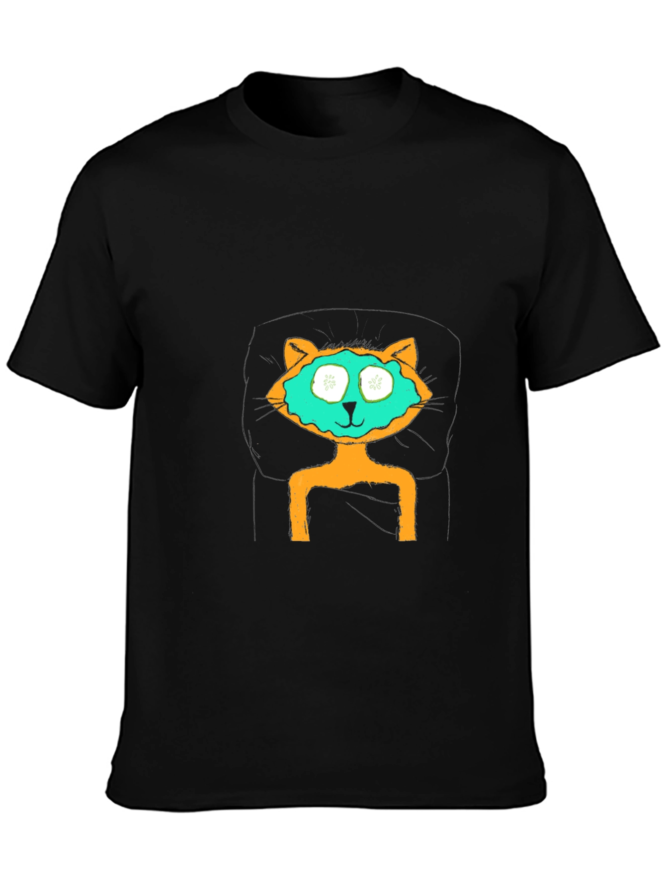 Relaxing Cat T-Shirt - Black Cotton Tee