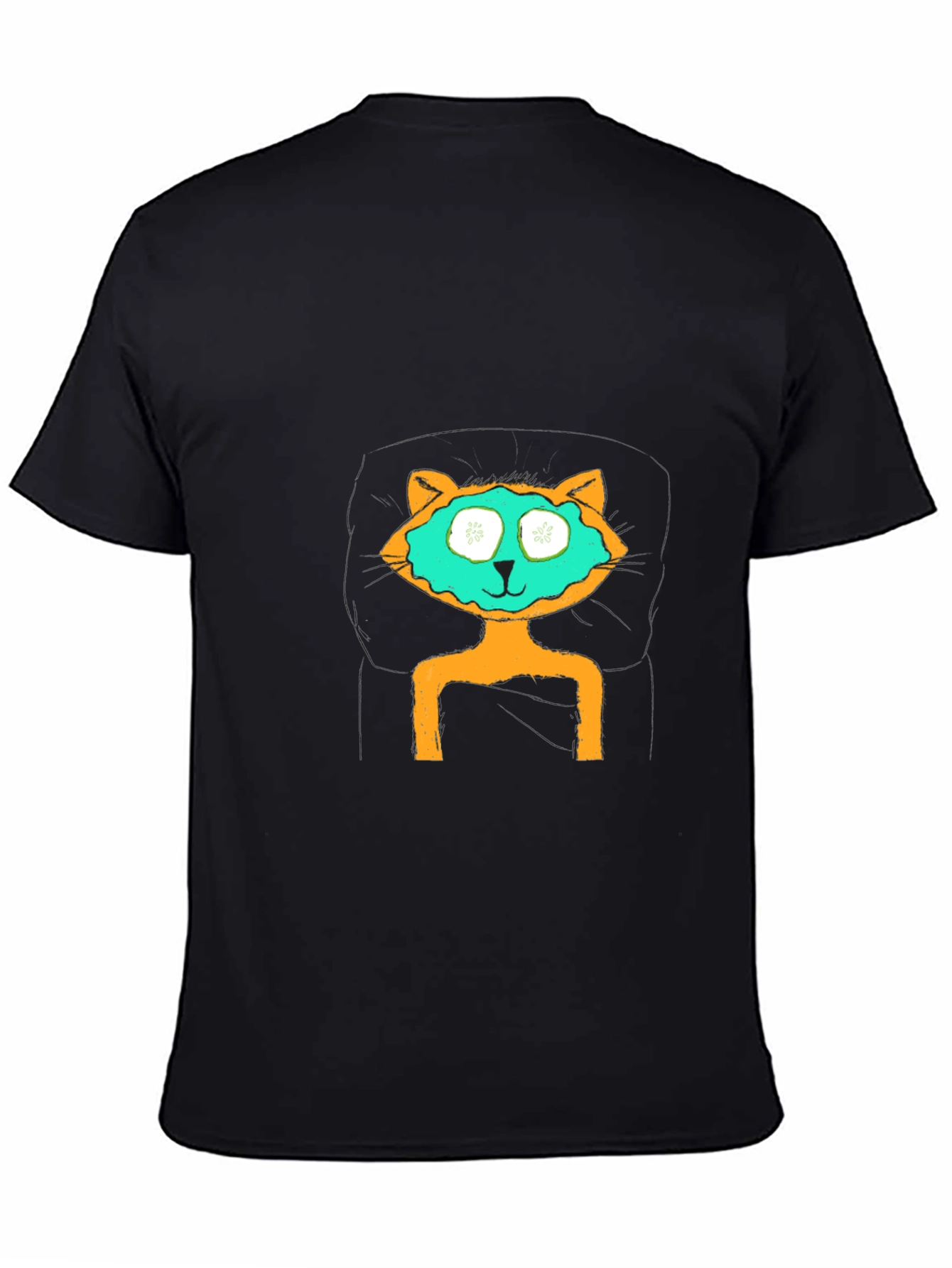 Relaxing Cat T-Shirt - Black Cotton Tee