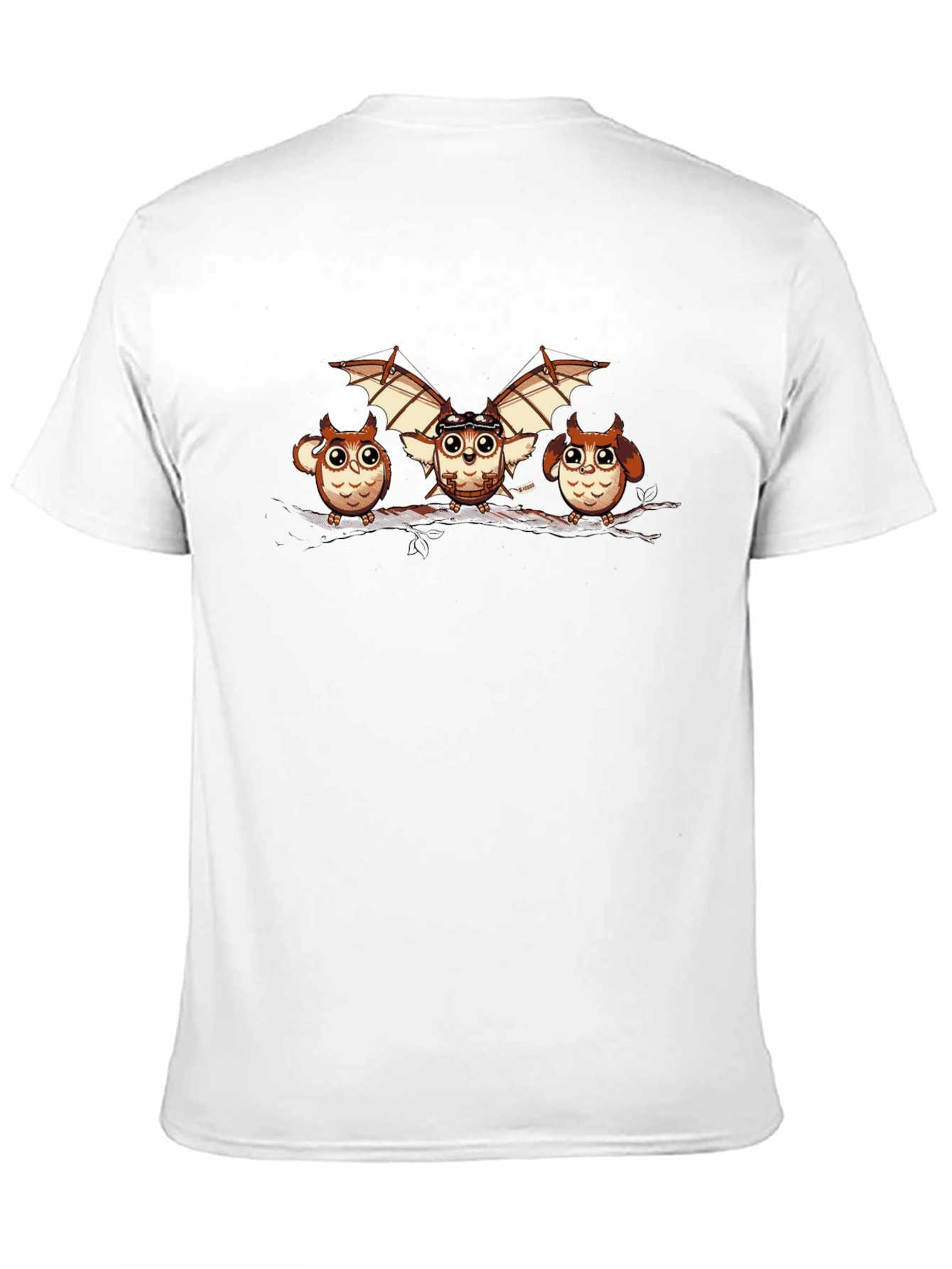 Owl Aviator Graphic T-Shirt - Black