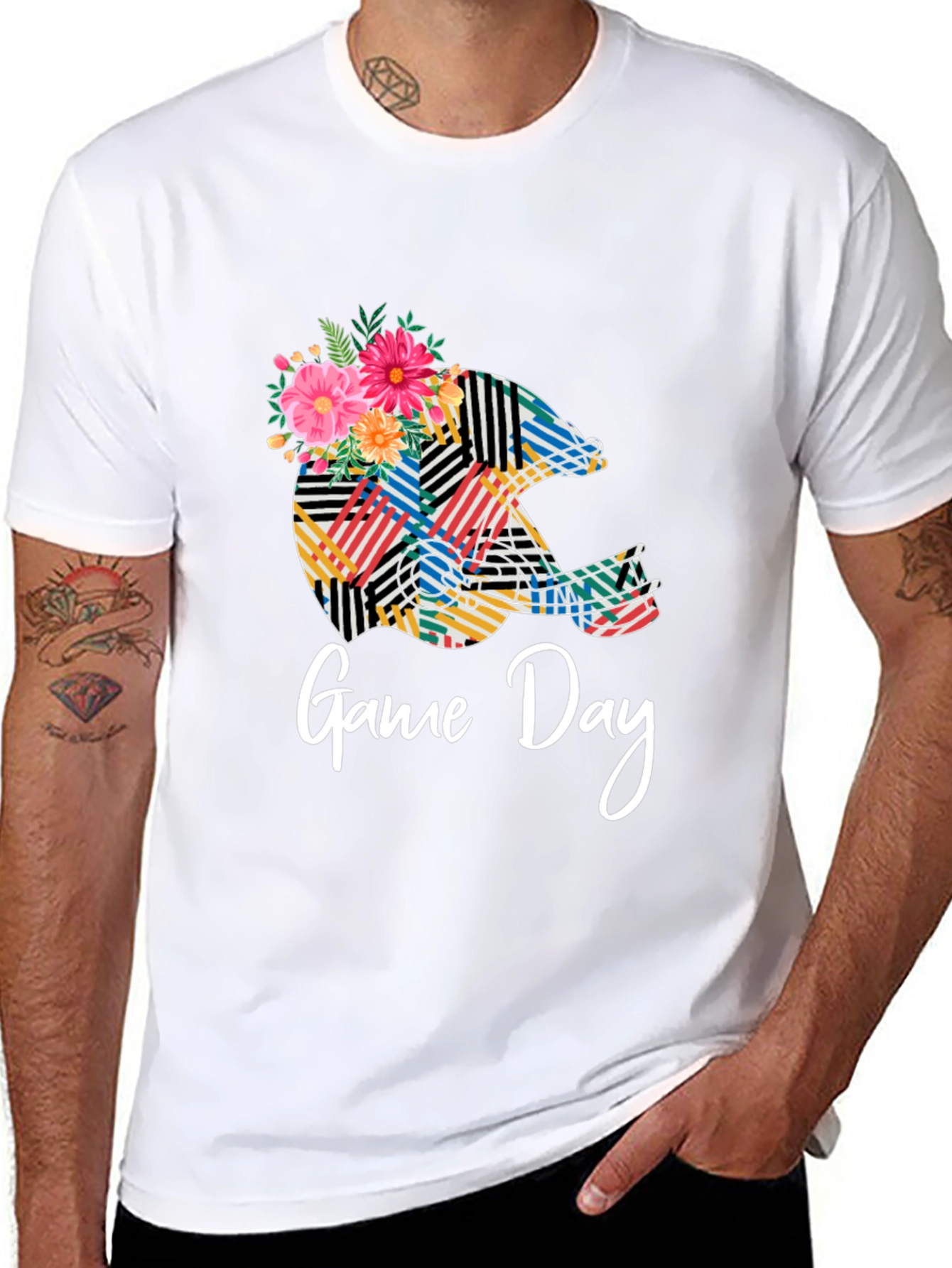 Game Day Floral Helmet T-Shirt