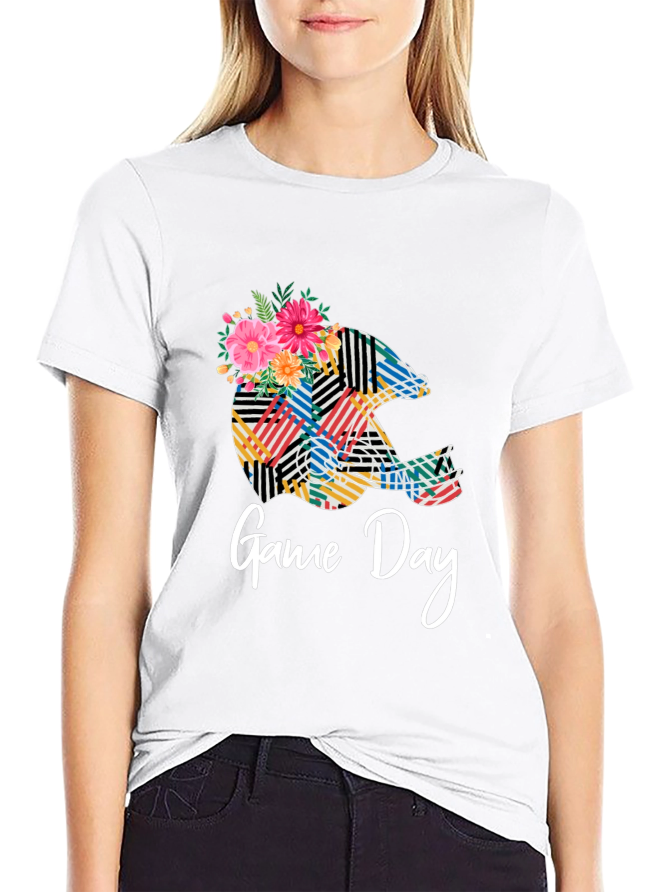 Game Day Floral Helmet T-Shirt