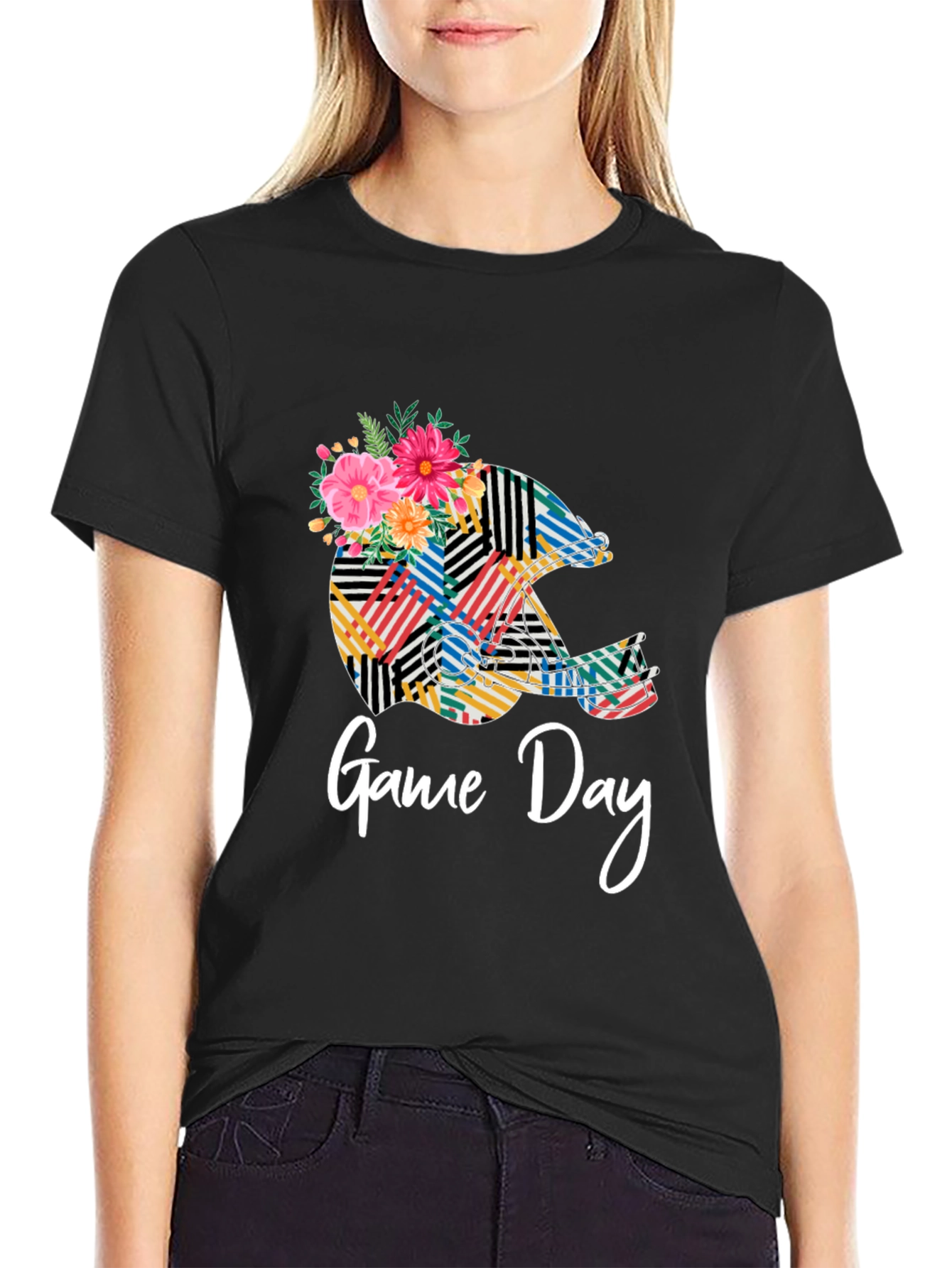 Game Day Floral Helmet T-Shirt