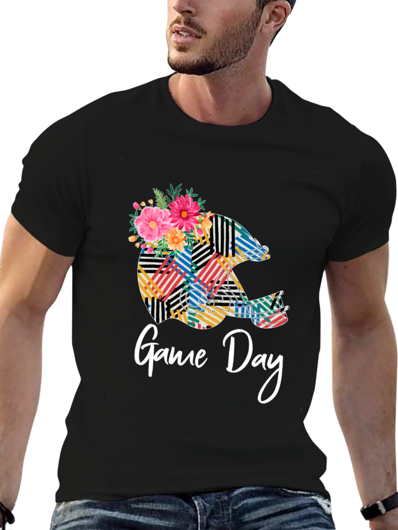 Game Day Floral Helmet T-Shirt