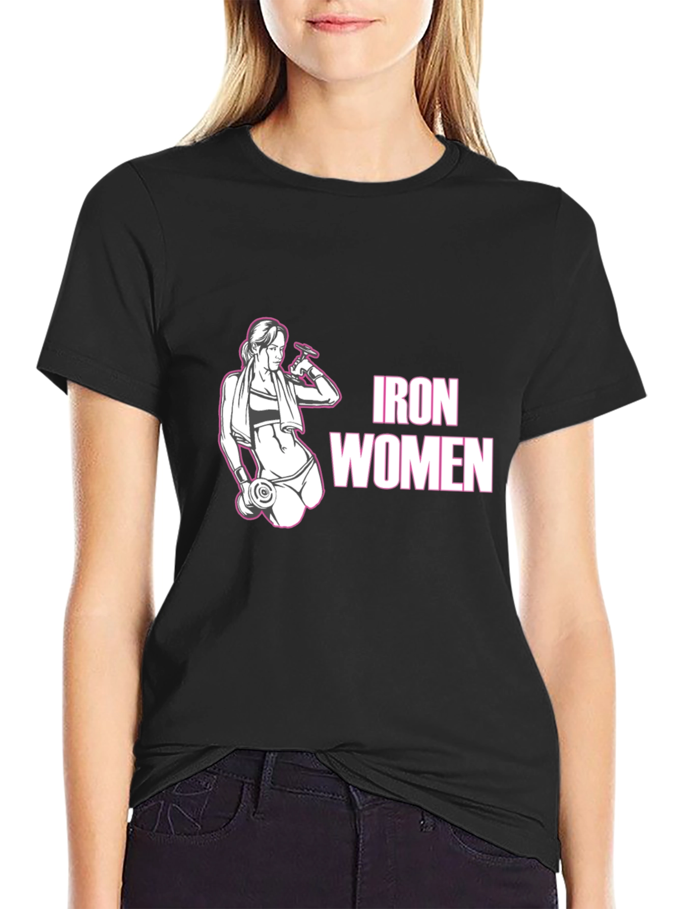 Iron Women Black Graphic T-Shirt