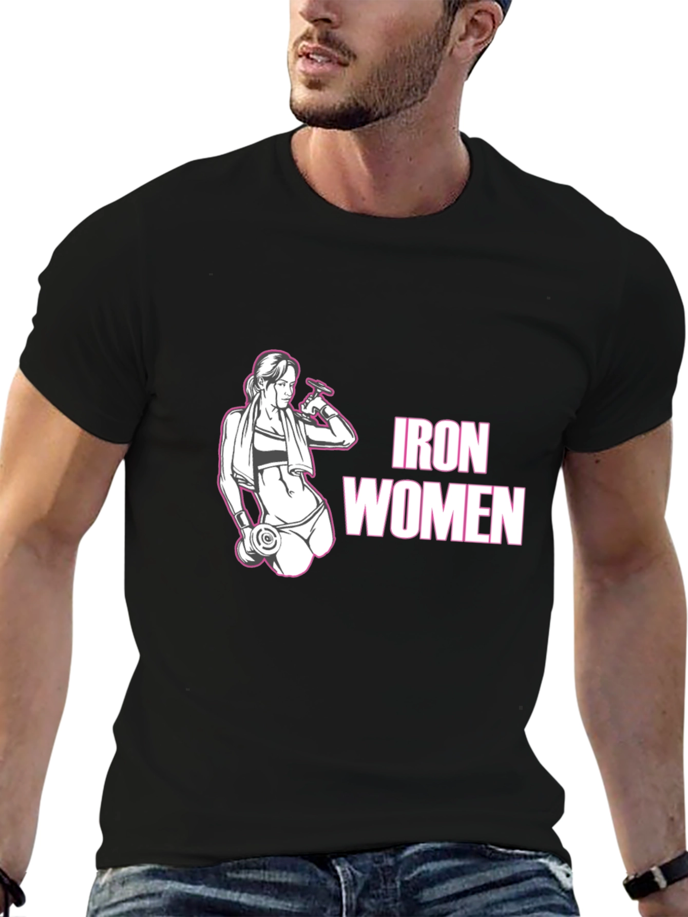 Iron Women Black Graphic T-Shirt