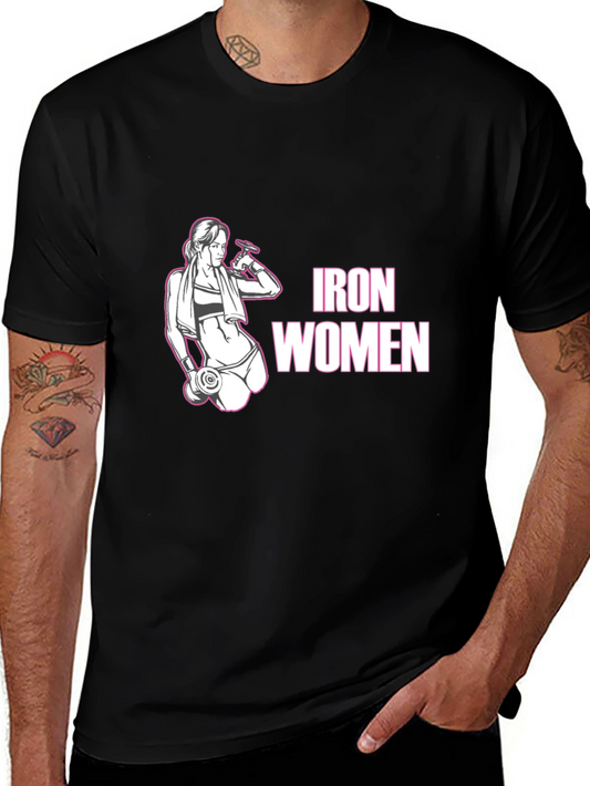 Iron Women Black Graphic T-Shirt