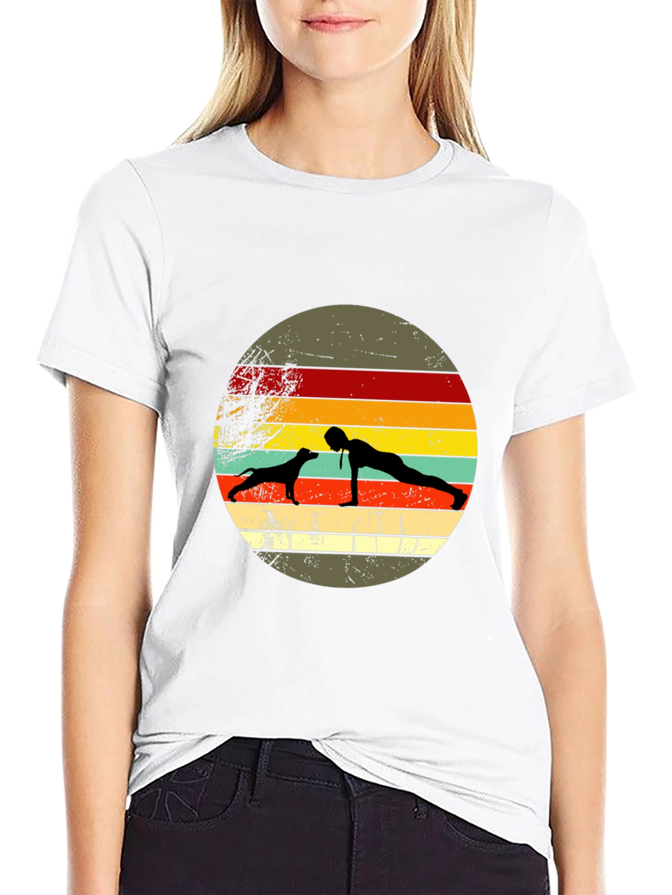 Dog Yoga Sunset Graphic Tee
