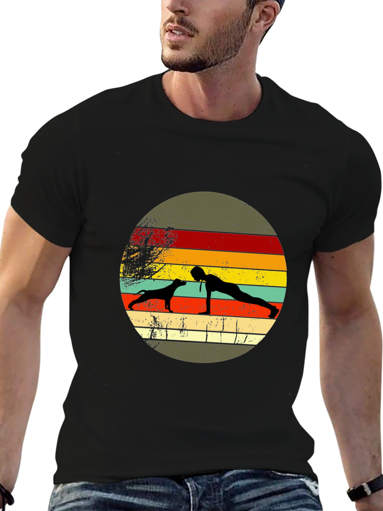 Dog Yoga Sunset Graphic Tee
