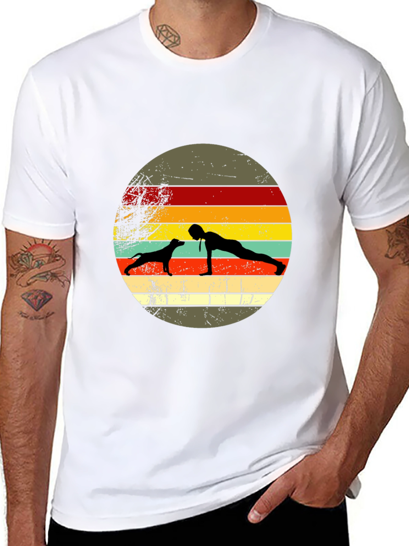 Dog Yoga Sunset Graphic Tee