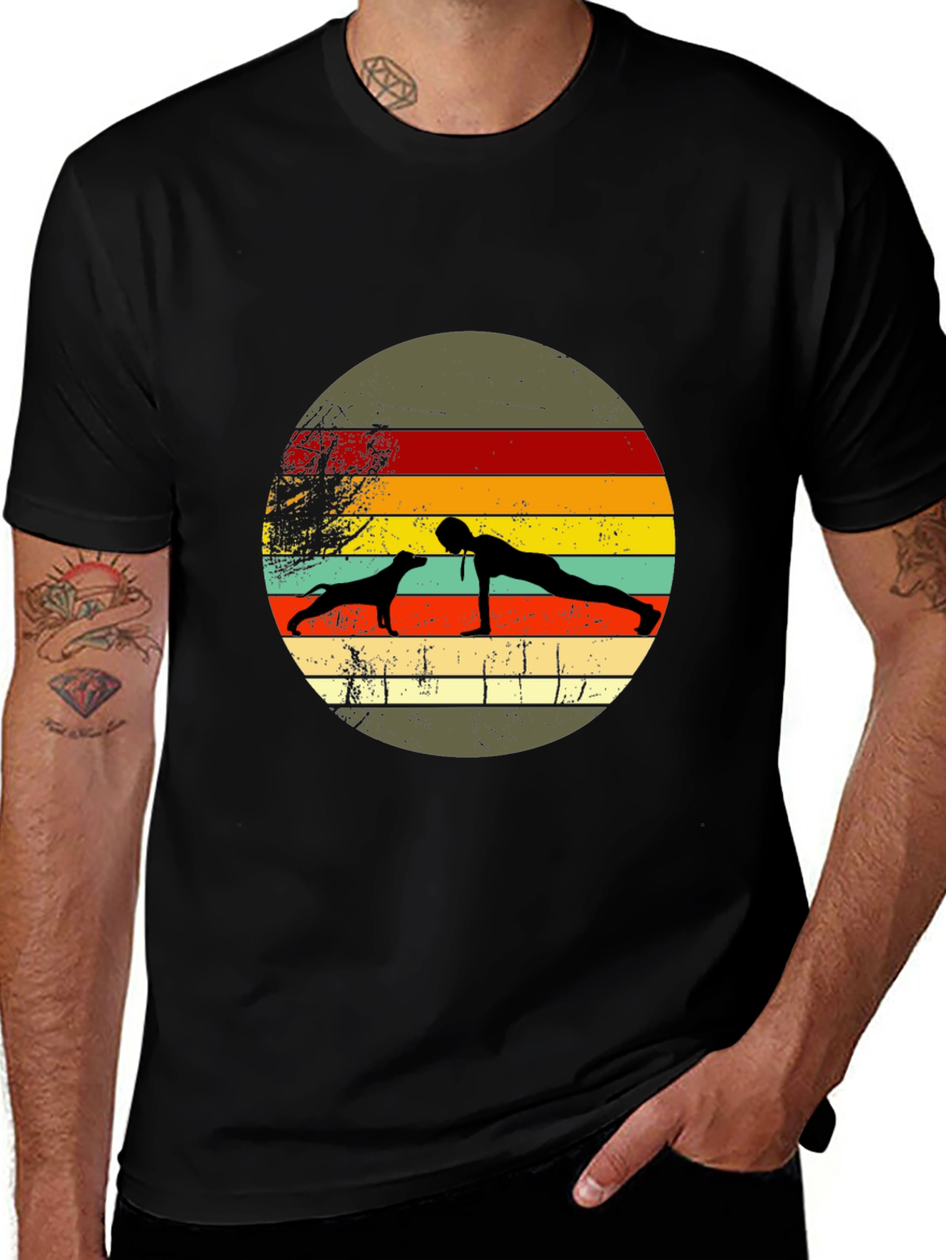 Dog Yoga Sunset Graphic Tee