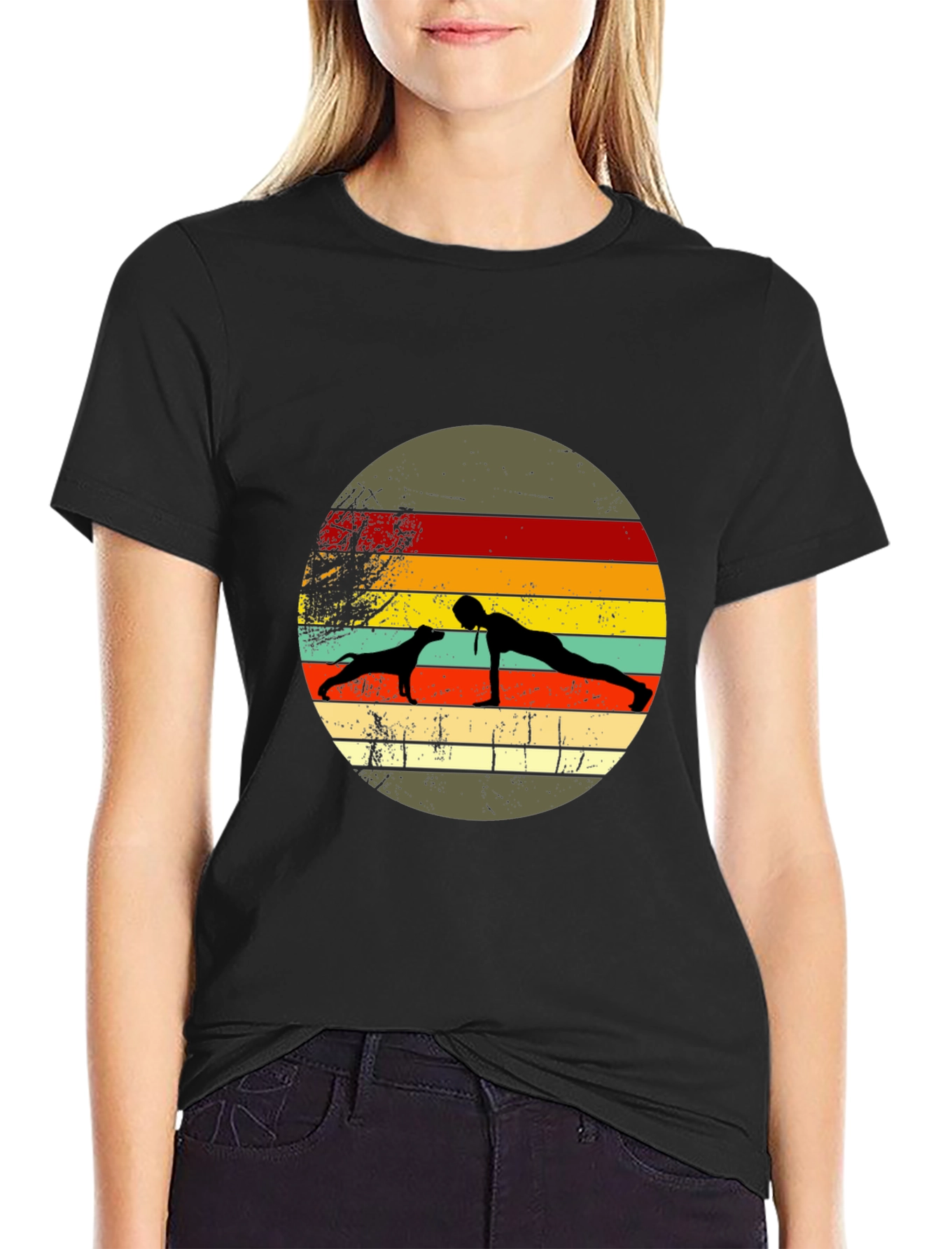 Dog Yoga Sunset Graphic Tee