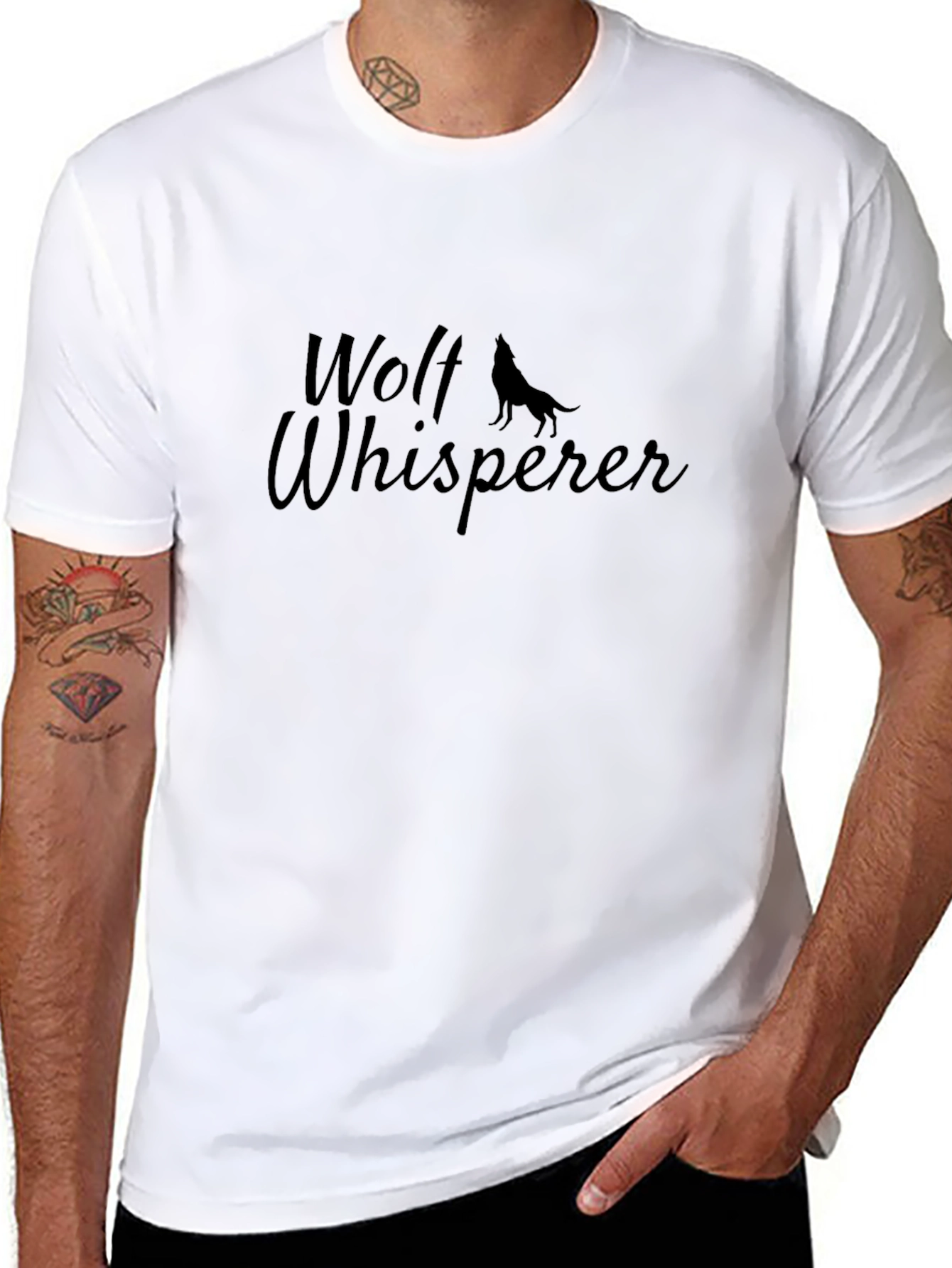 Wolf Whisperer Black Graphic Tee - Nature Lover T-Shirt