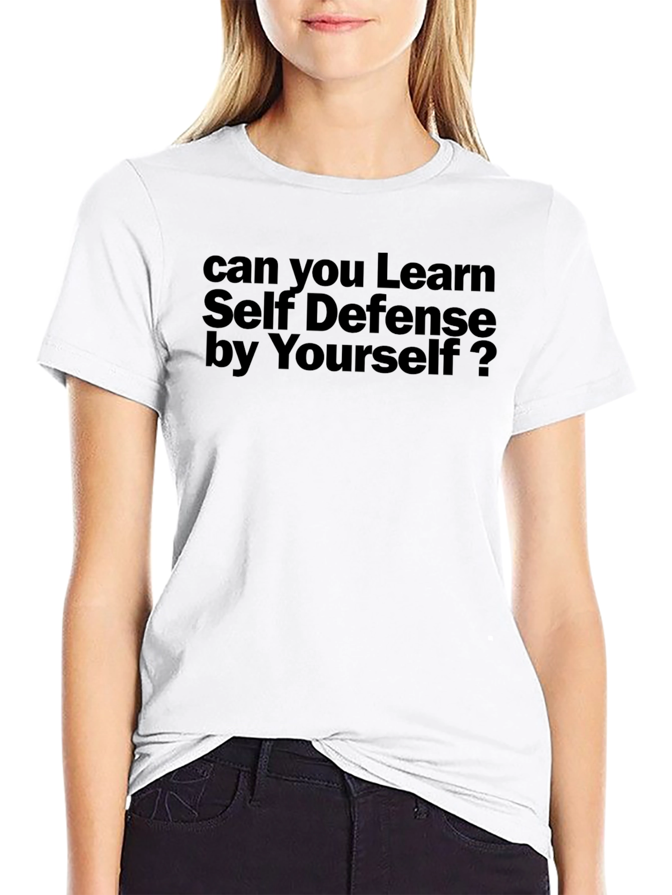 Learn Self Defense Graphic Tee - Black Cotton