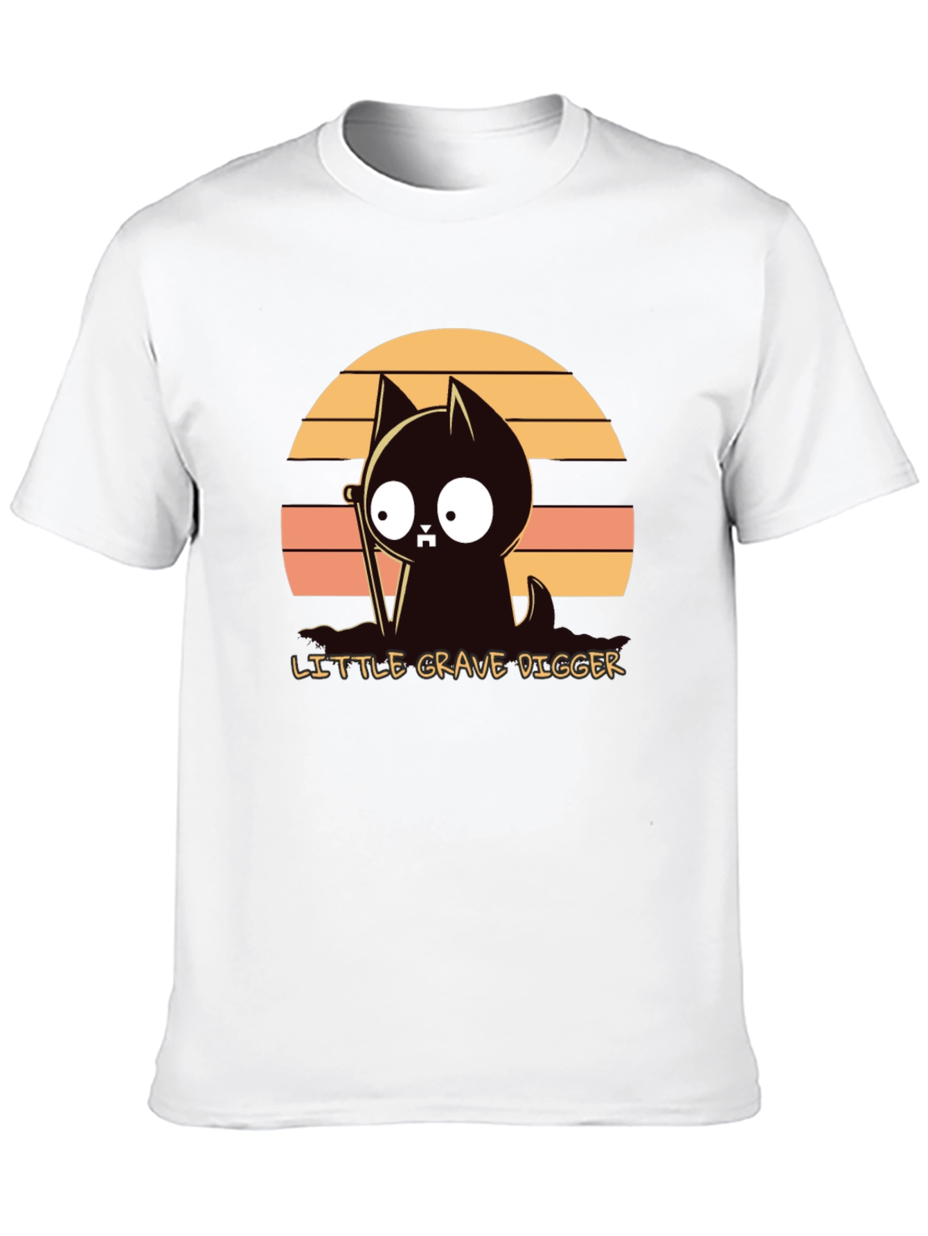 Little Grave Digger T-Shirt: Cute Cat with Shovel