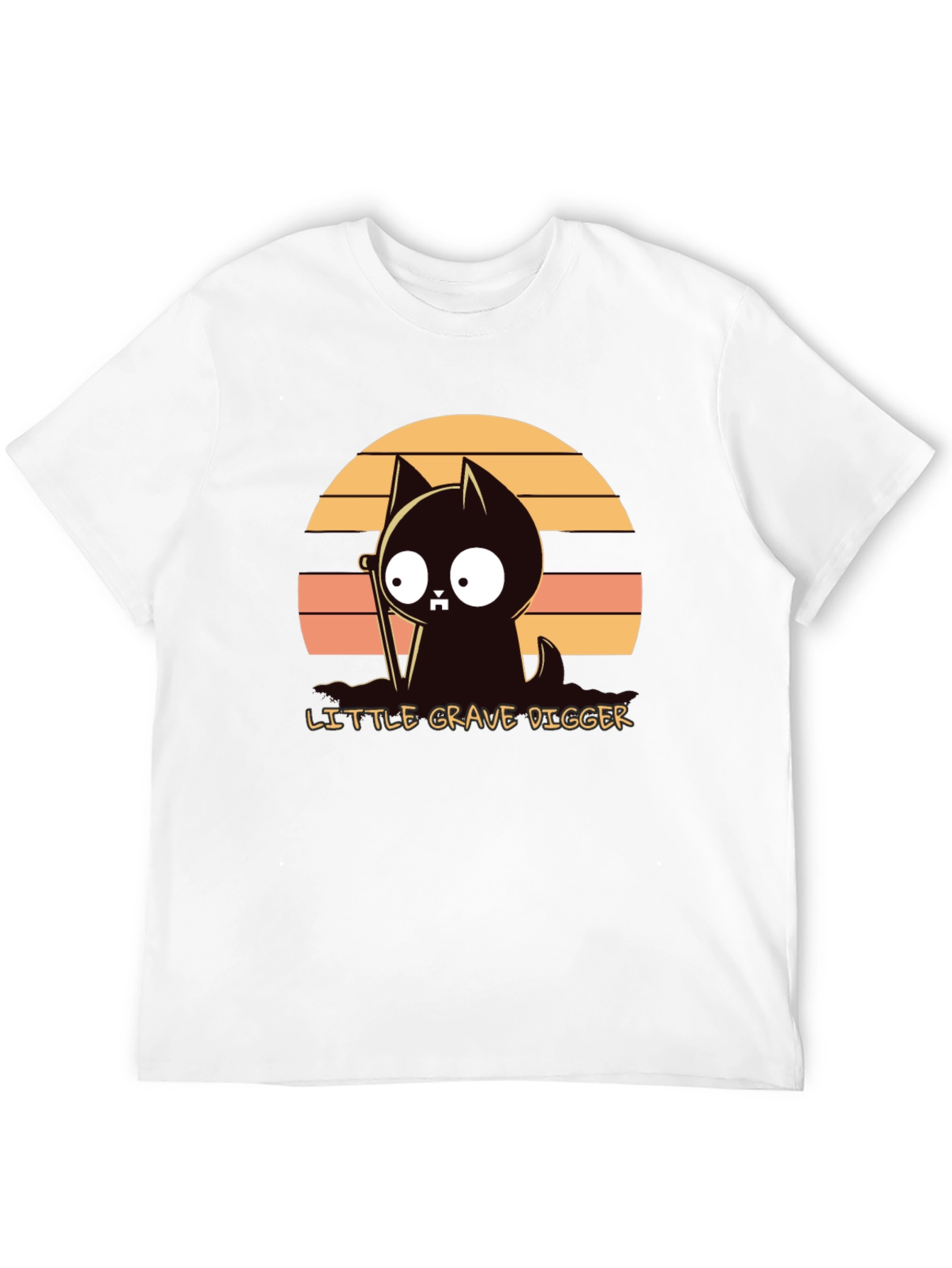 Little Grave Digger T-Shirt: Cute Cat with Shovel