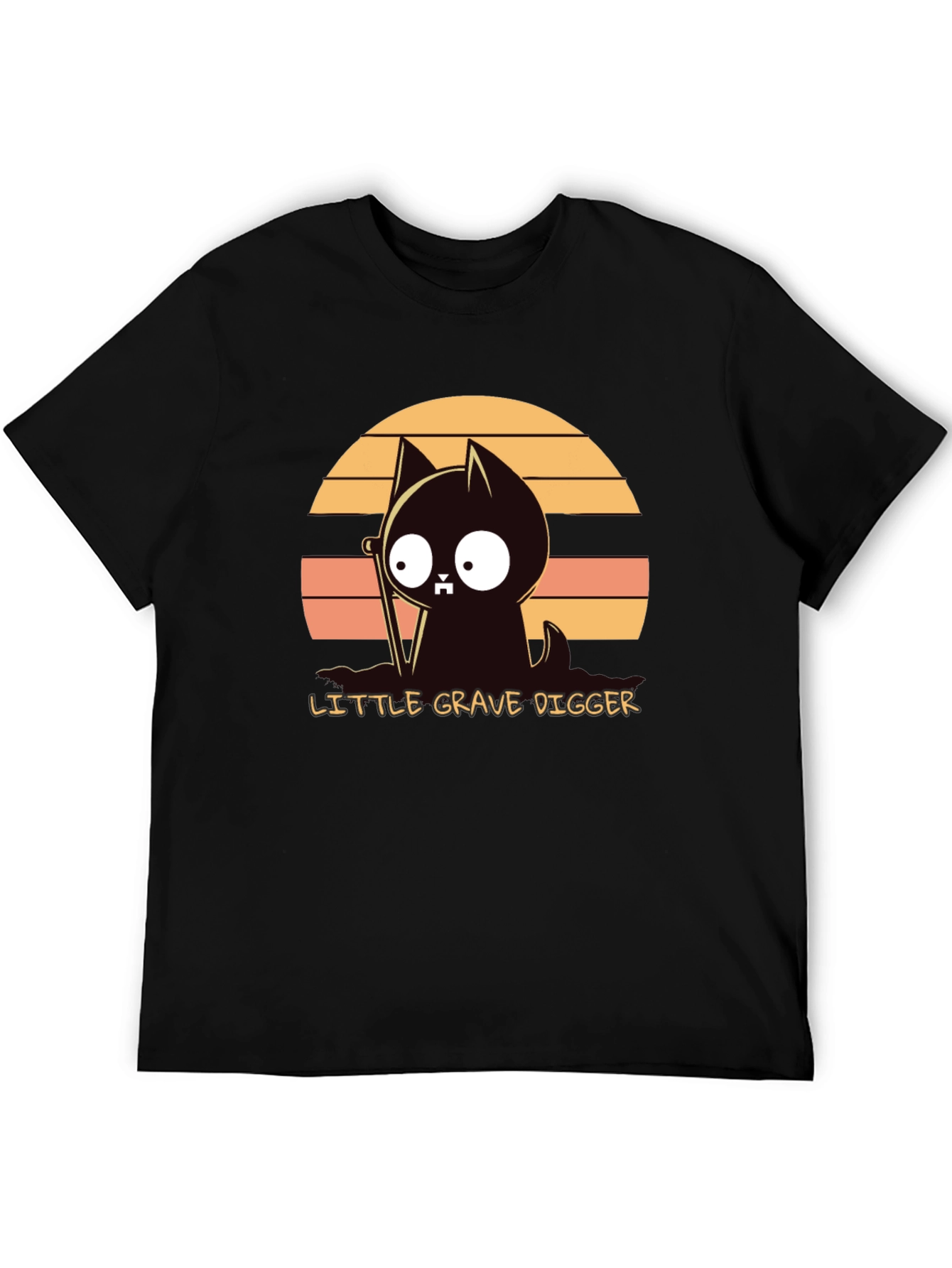 Little Grave Digger T-Shirt: Cute Cat with Shovel