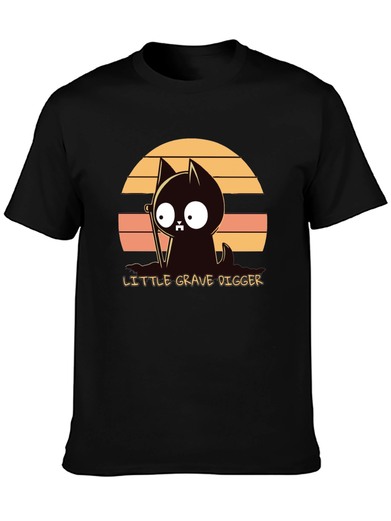 Little Grave Digger T-Shirt: Cute Cat with Shovel