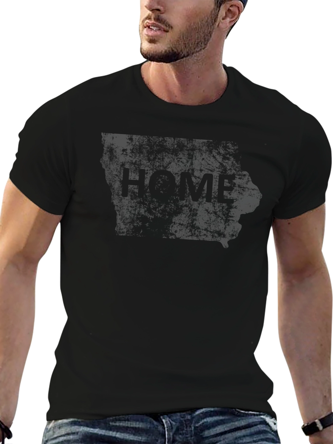 Iowa Home State Graphic Black T-Shirt