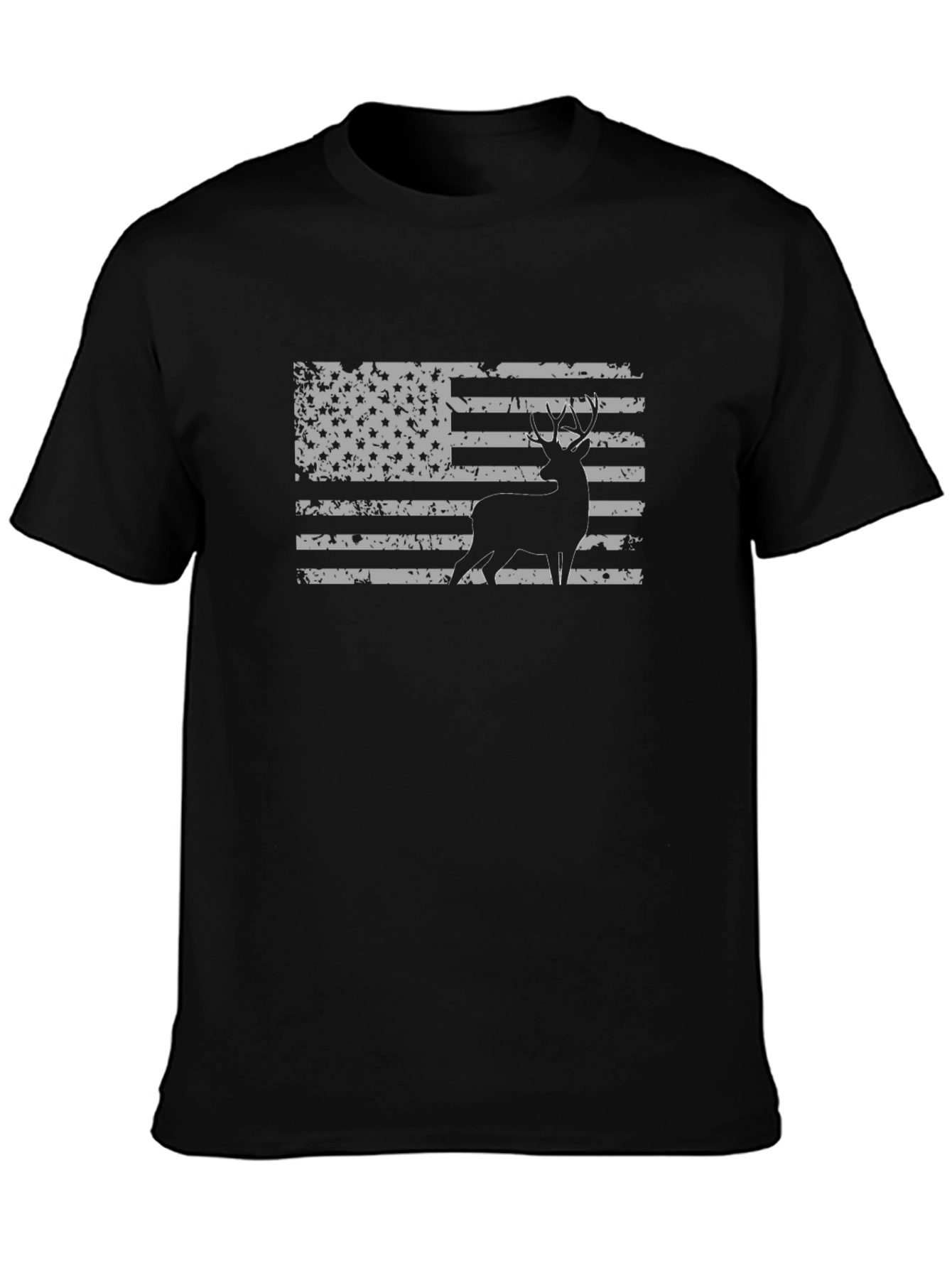 Deer Silhouette American Flag Graphic T-Shirt