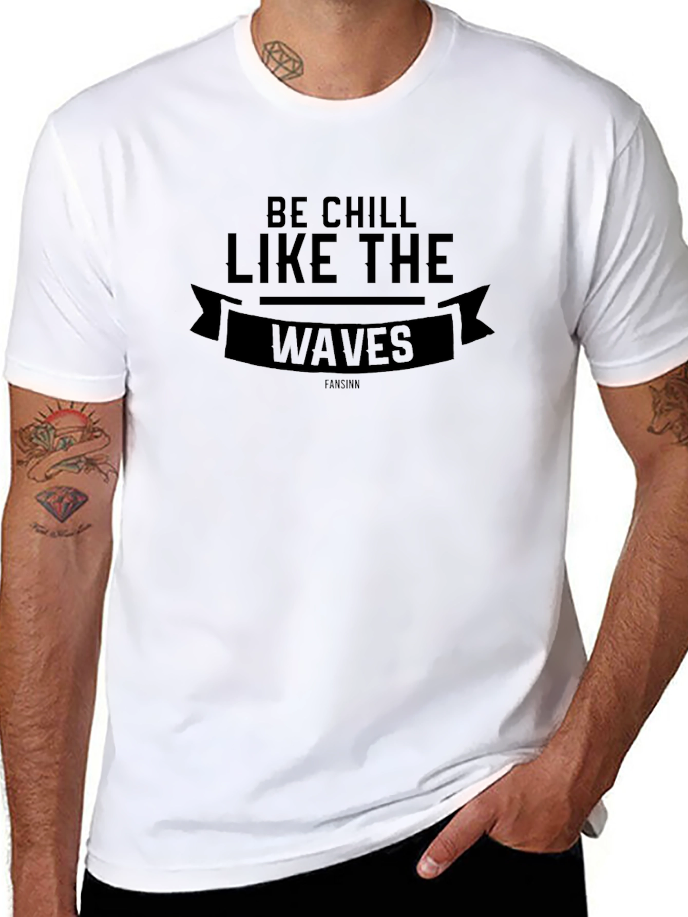 Be Chill Like The Waves Black Graphic T-Shirt