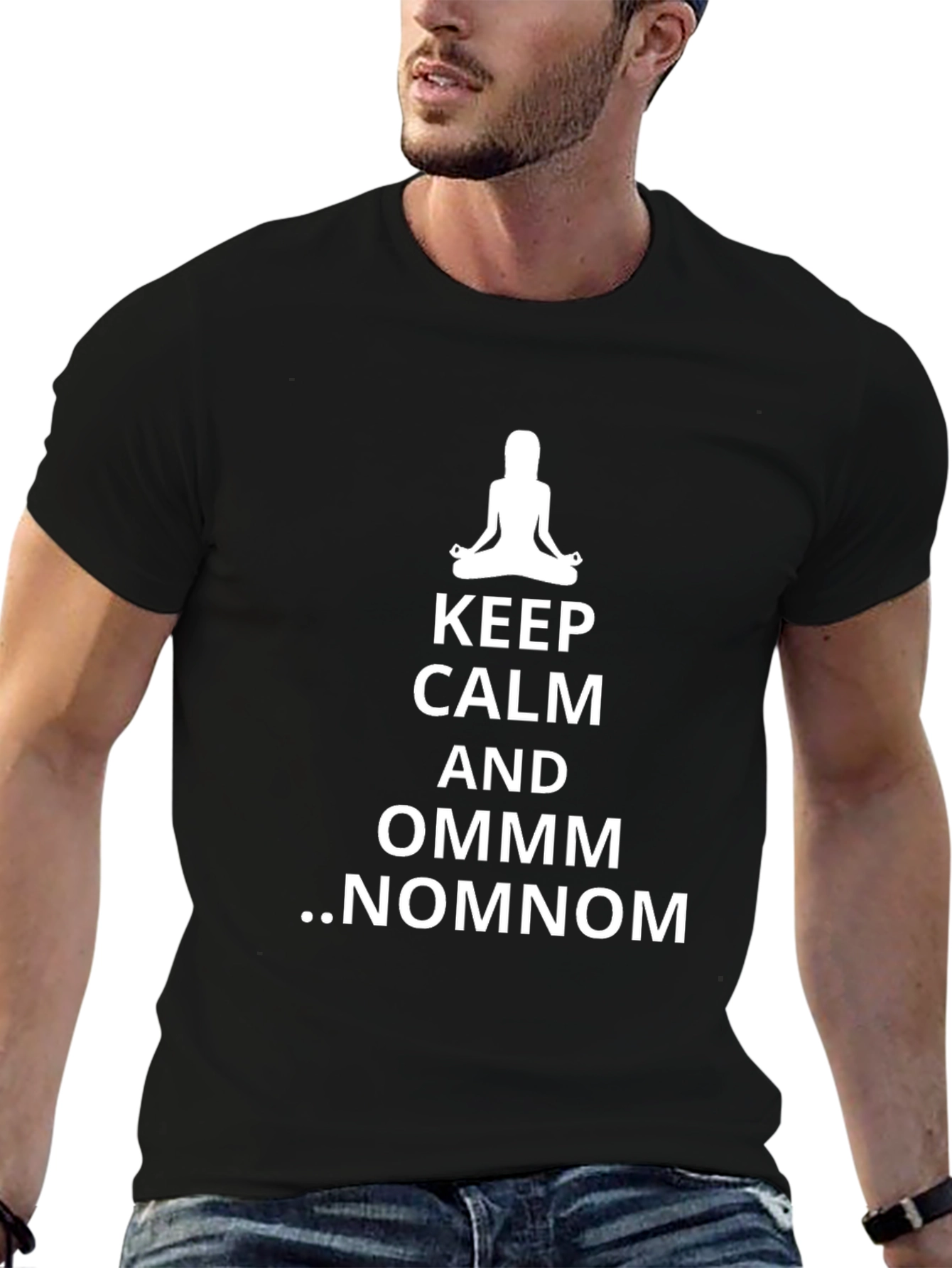 Keep Calm and Ommm Nomnom Black T-Shirt