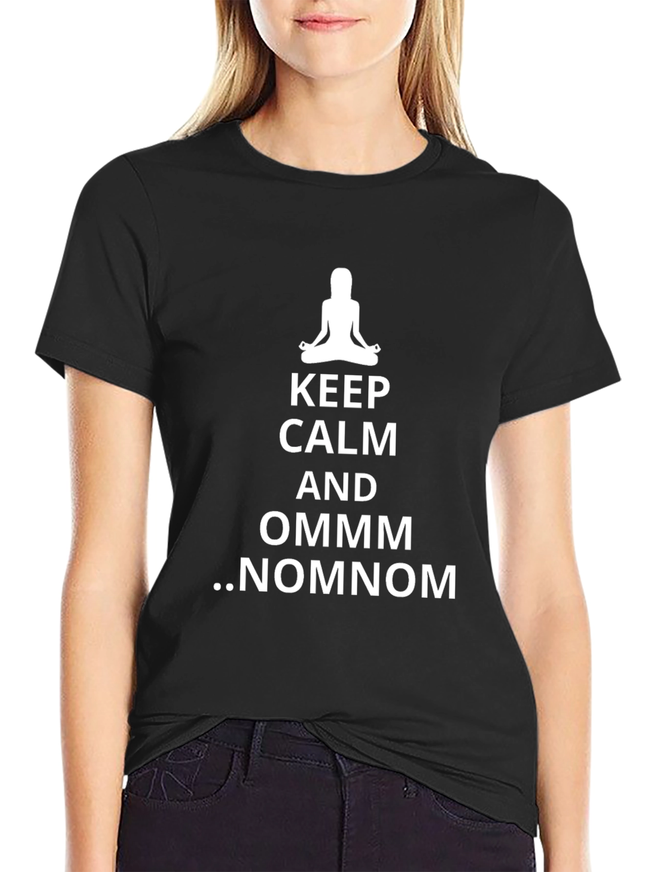 Keep Calm and Ommm Nomnom Black T-Shirt