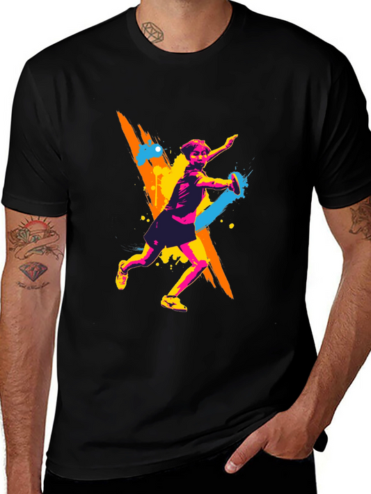 Colorful Tennis Player Graphic Tee