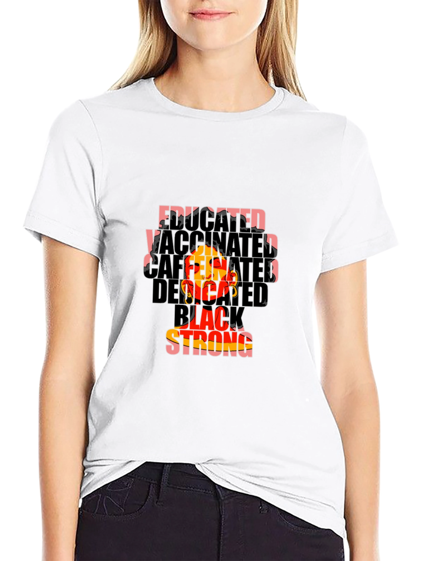 Educated Vaccinated Black Strong Graphic Tee