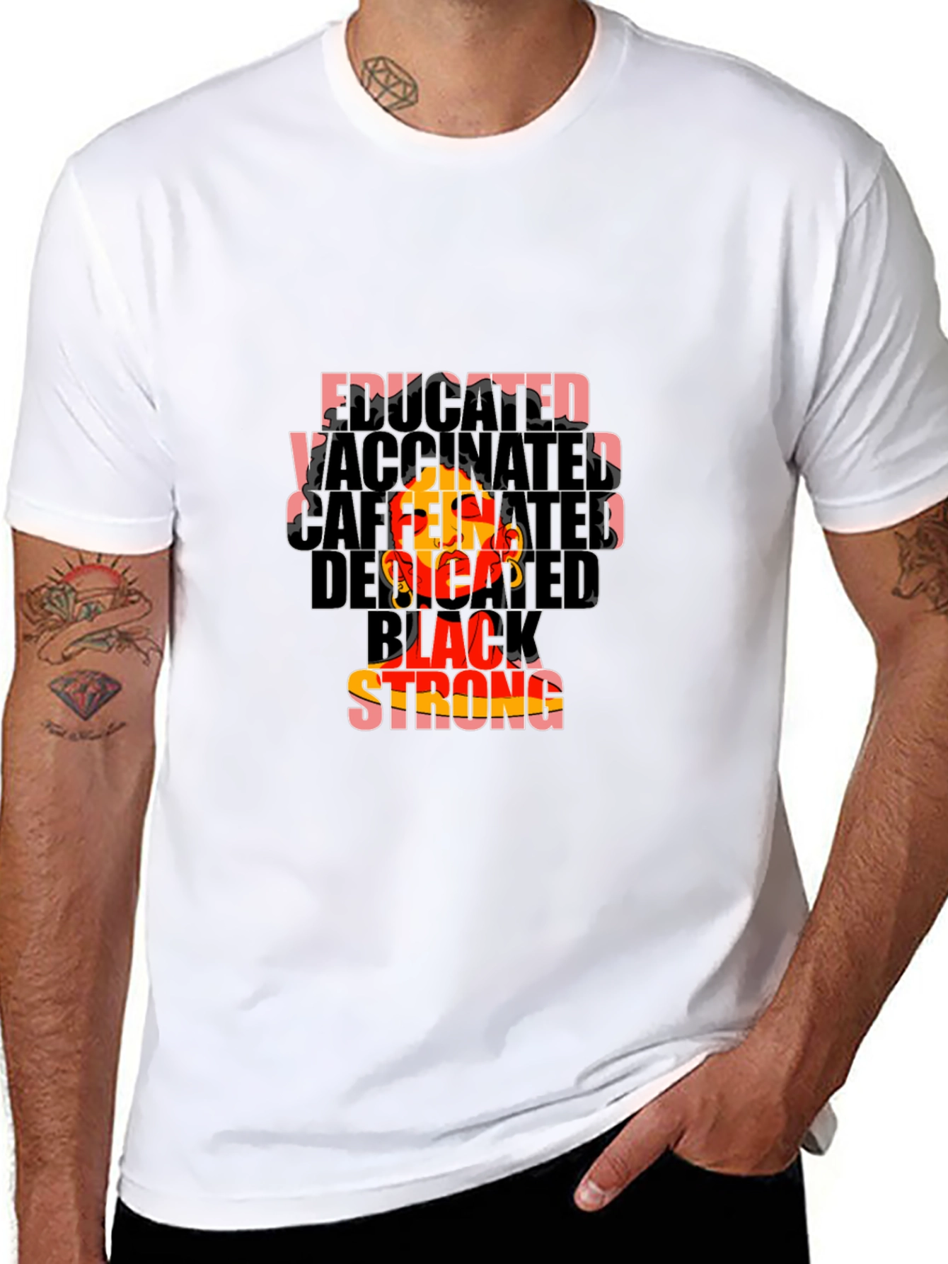 Educated Vaccinated Black Strong Graphic Tee