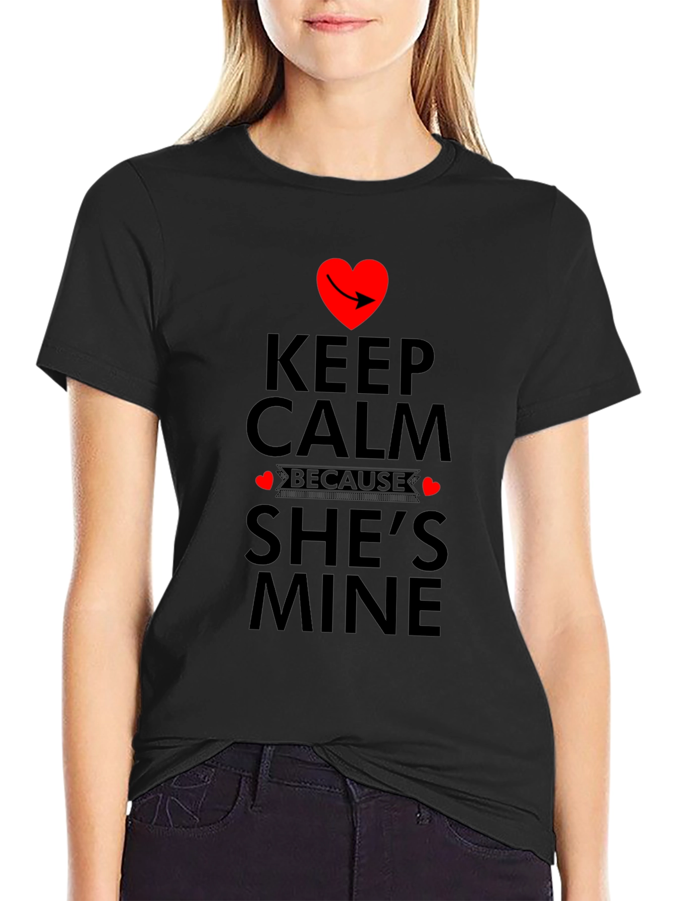 Keep Calm Shes Mine Graphic Tee - Black