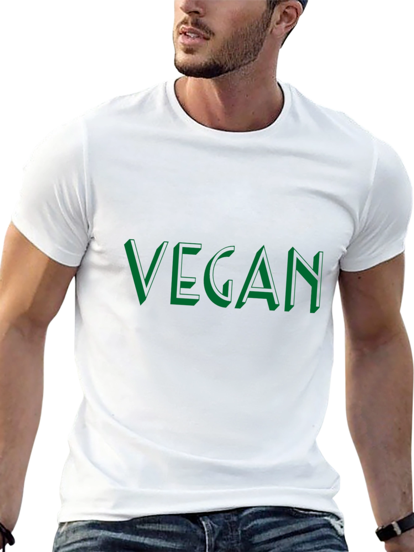 Vegan Statement T-Shirt - Bold Green Print