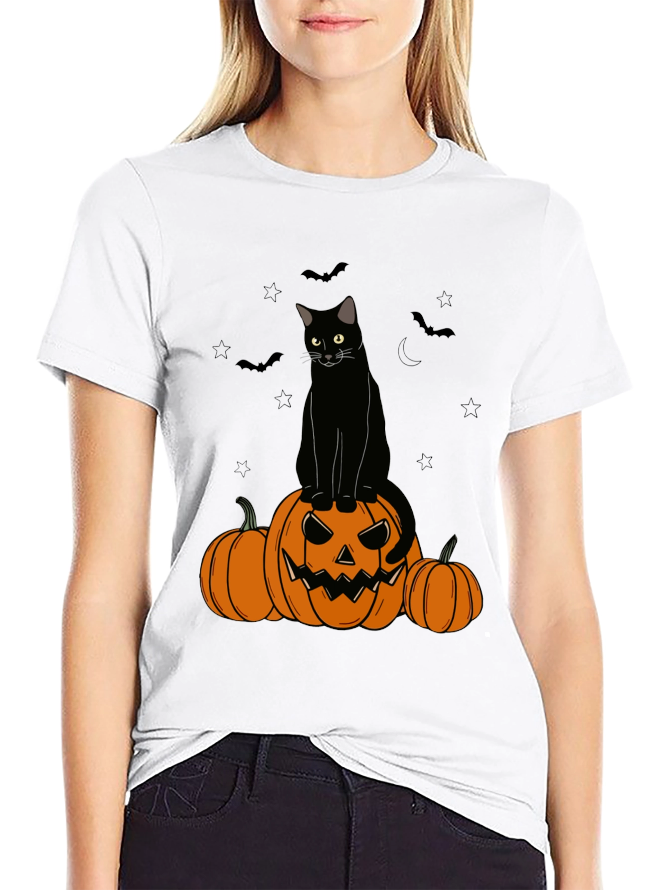 Halloween Cat & Pumpkin T-Shirt