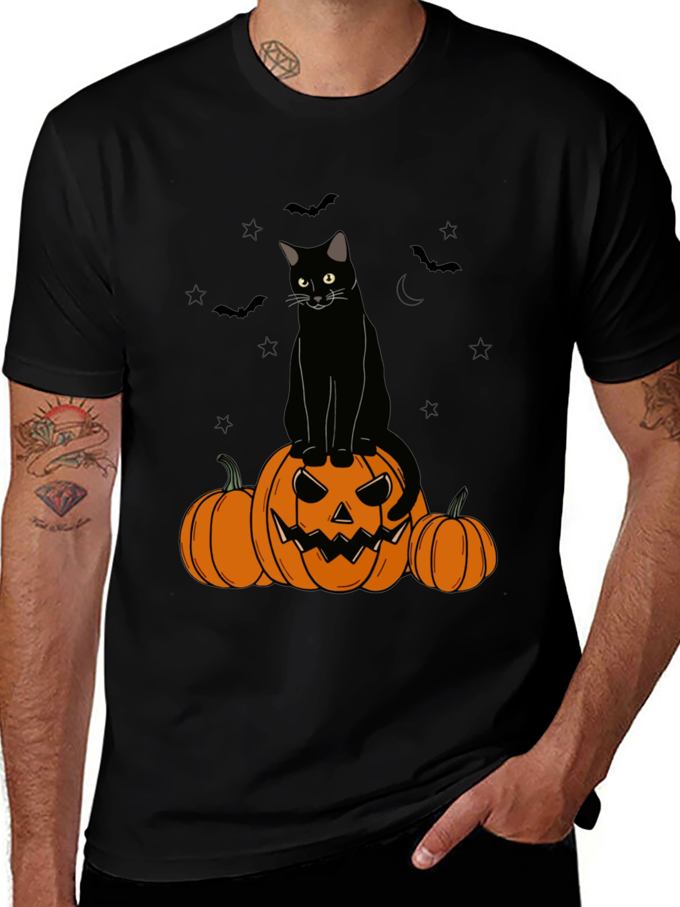 Halloween Cat & Pumpkin T-Shirt