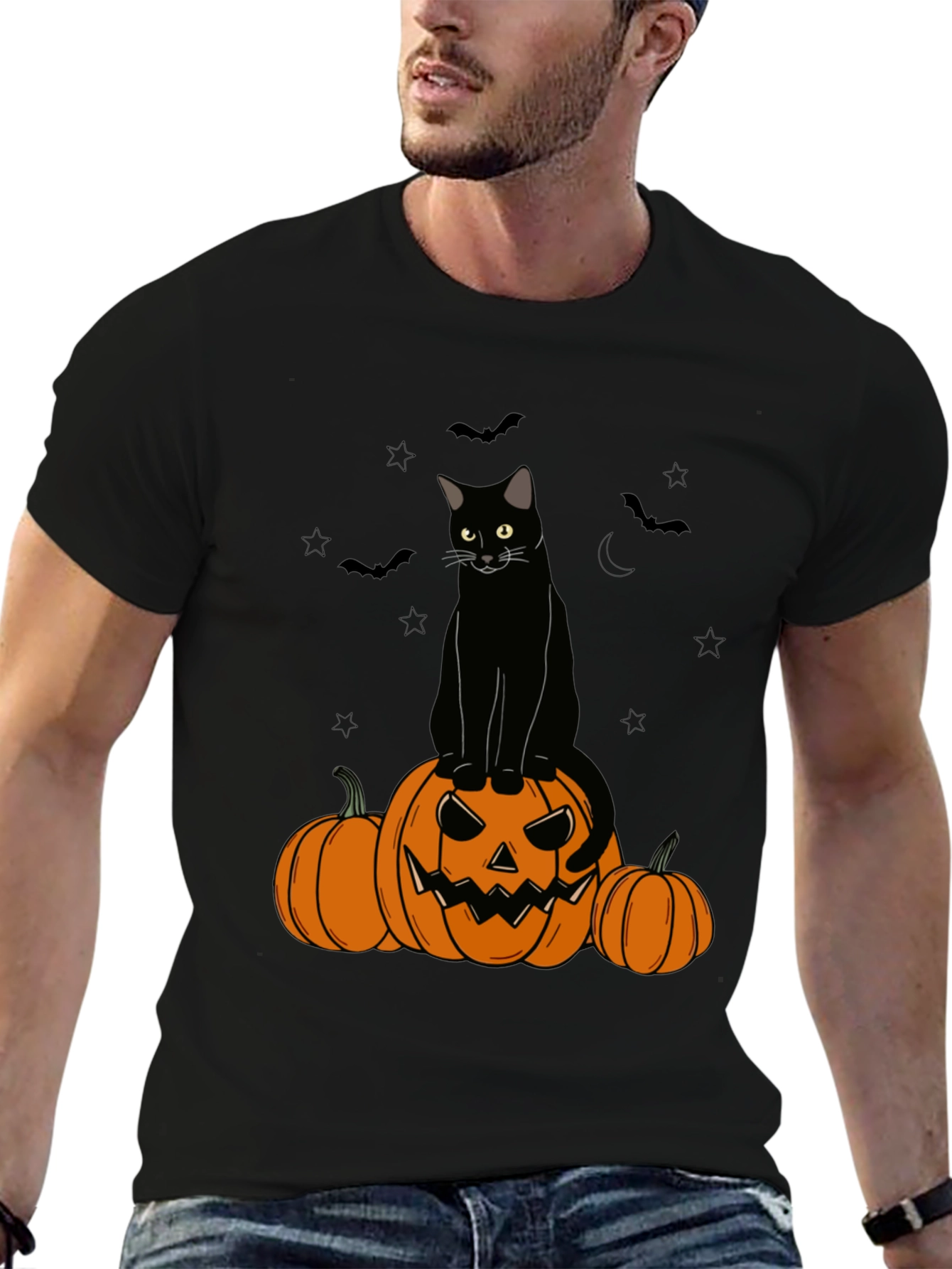 Halloween Cat & Pumpkin T-Shirt